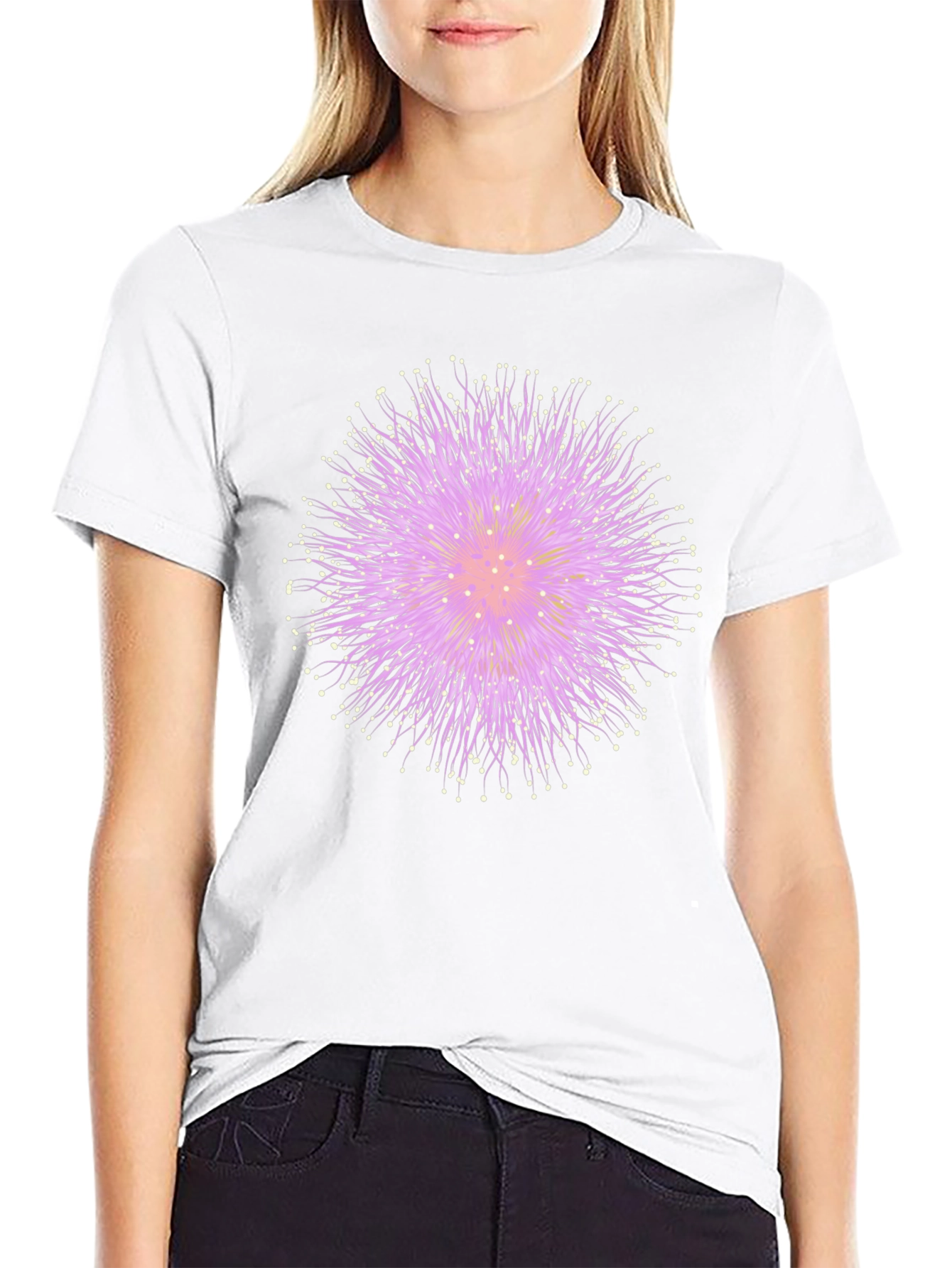 Abstract Floral Graphic Tee - Black Cotton T-Shirt