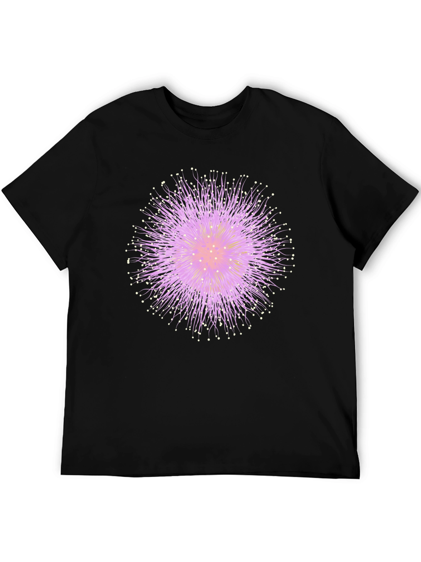 Abstract Floral Graphic Tee - Black Cotton T-Shirt