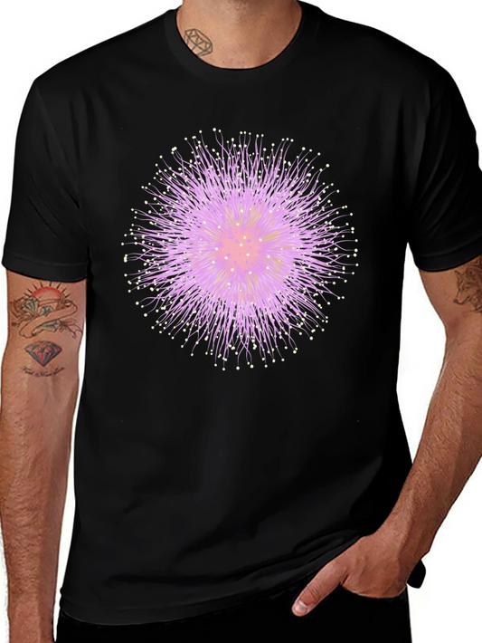 Abstract Floral Graphic Tee - Black Cotton T-Shirt