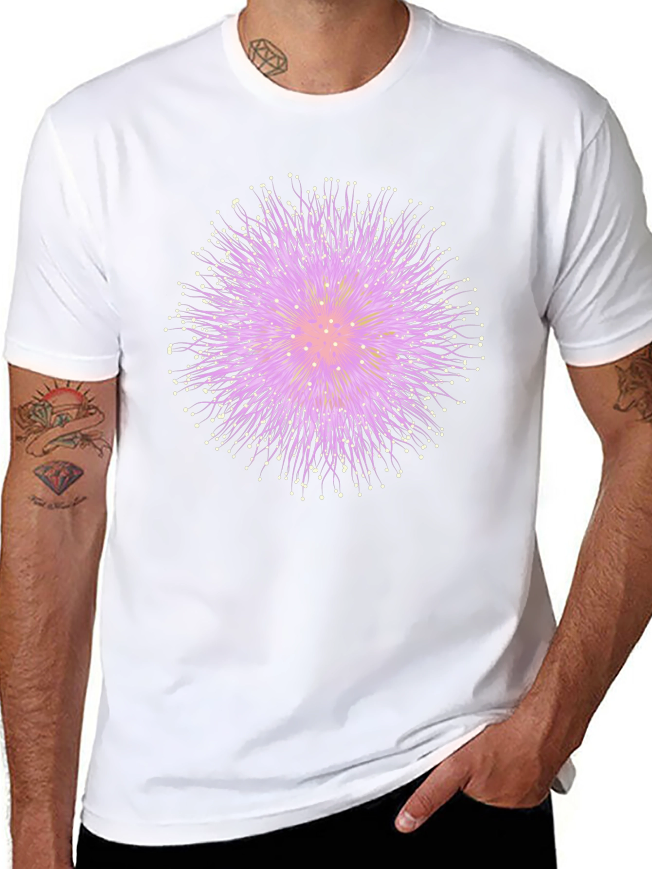 Abstract Floral Graphic Tee - Black Cotton T-Shirt