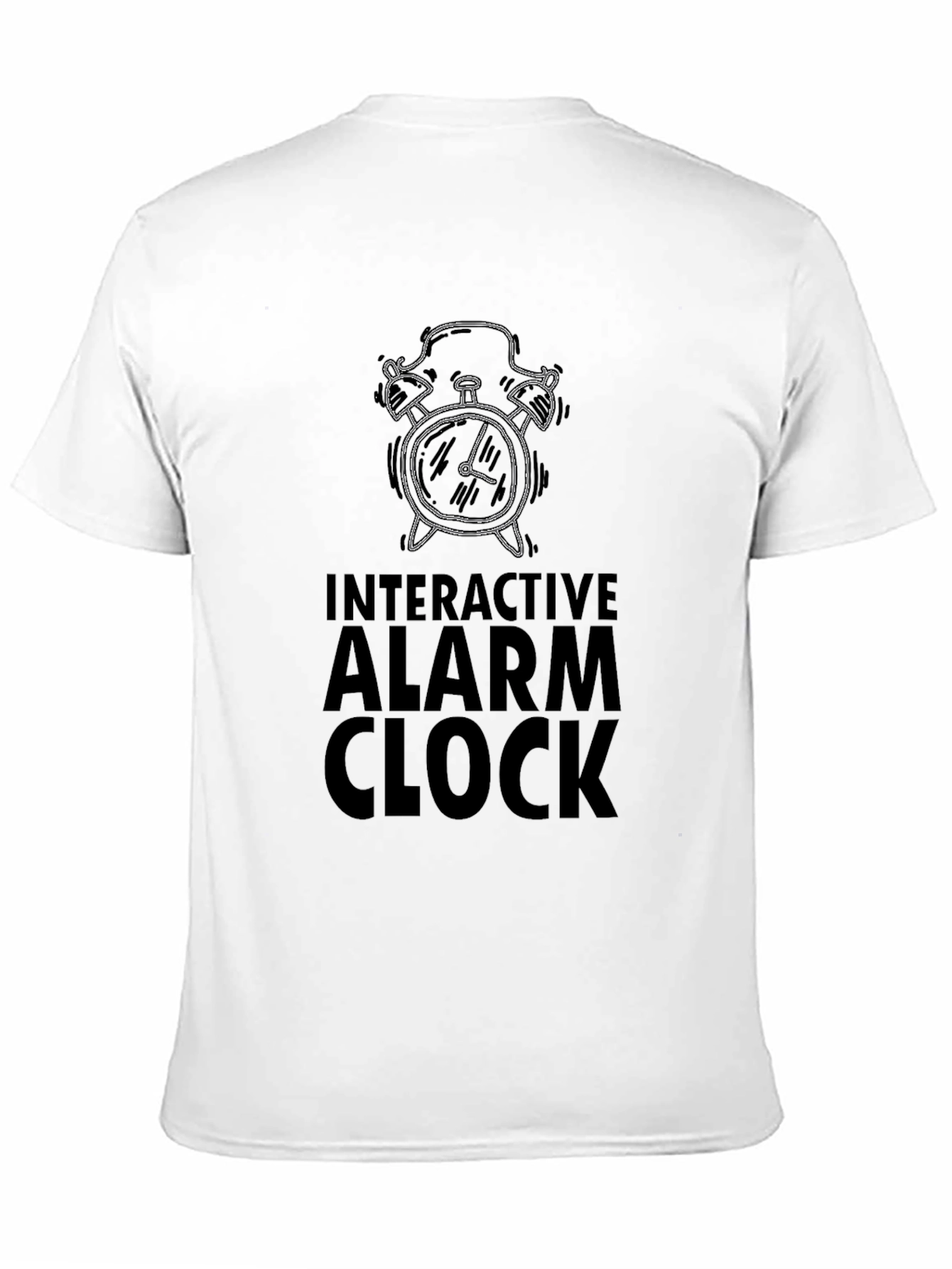 Interactive Alarm Clock Graphic Tee - Black Cotton T-Shirt