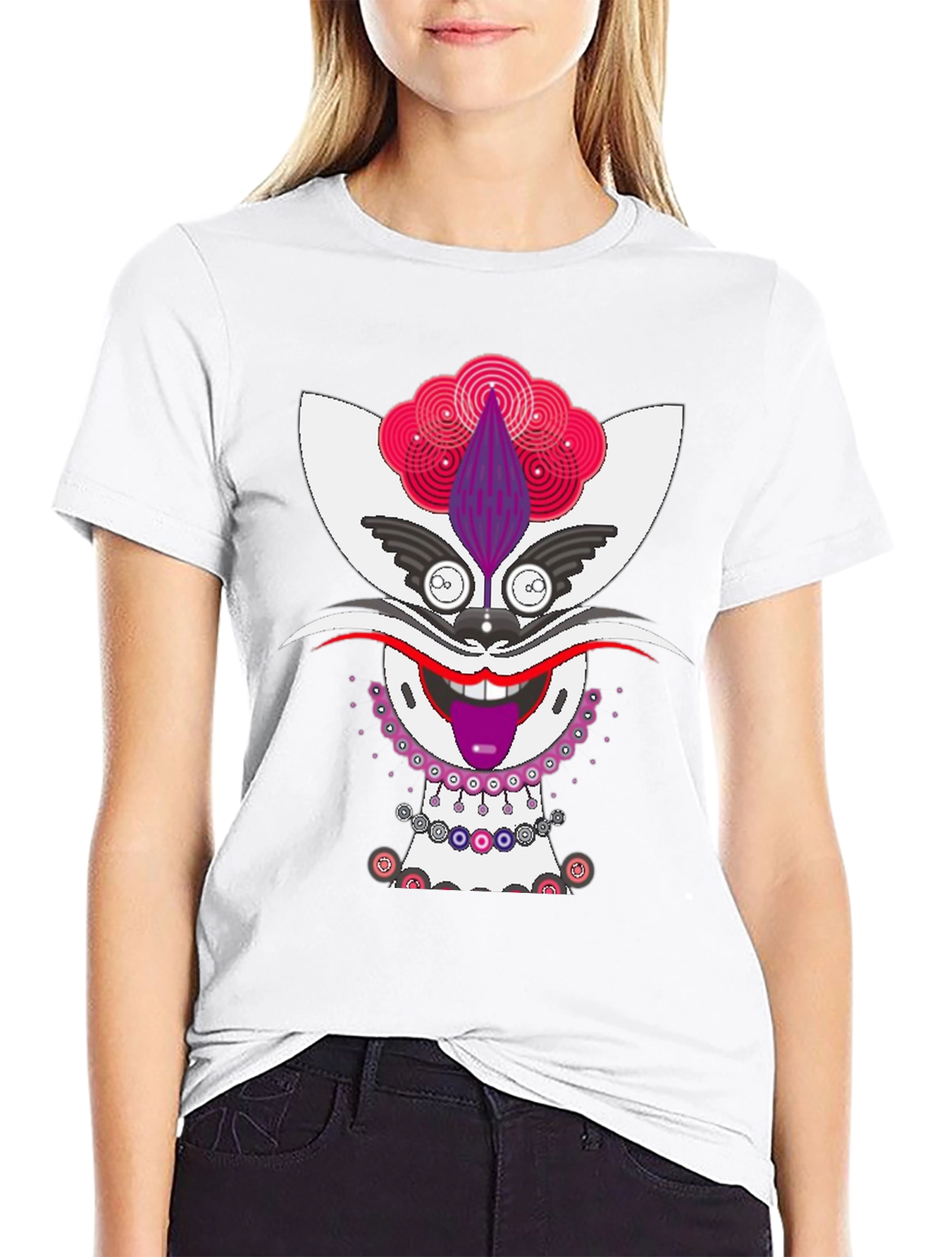 Whimsical Cat Graphic Tee - Unique Mens Black T-Shirt