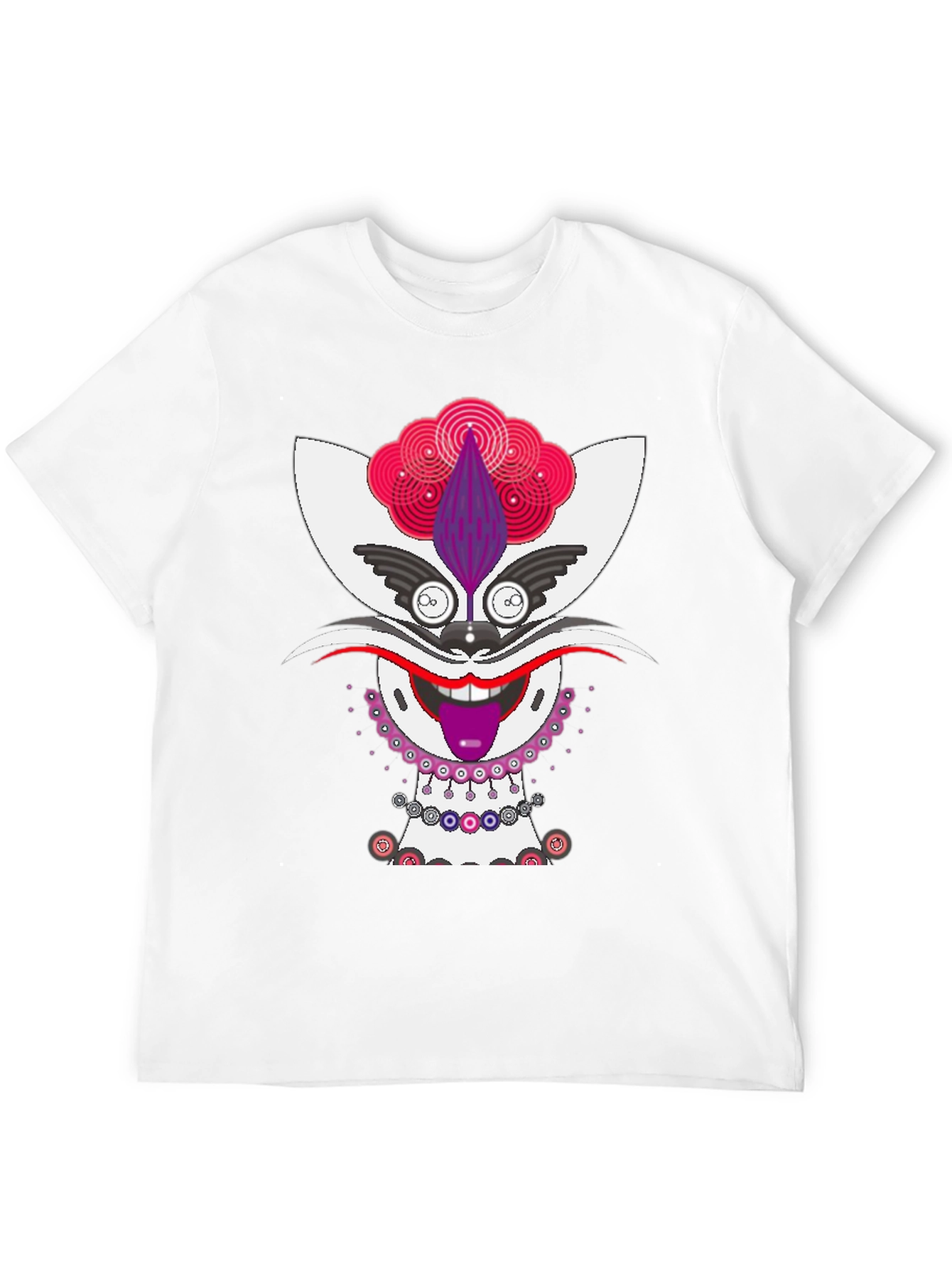 Whimsical Cat Graphic Tee - Unique Mens Black T-Shirt