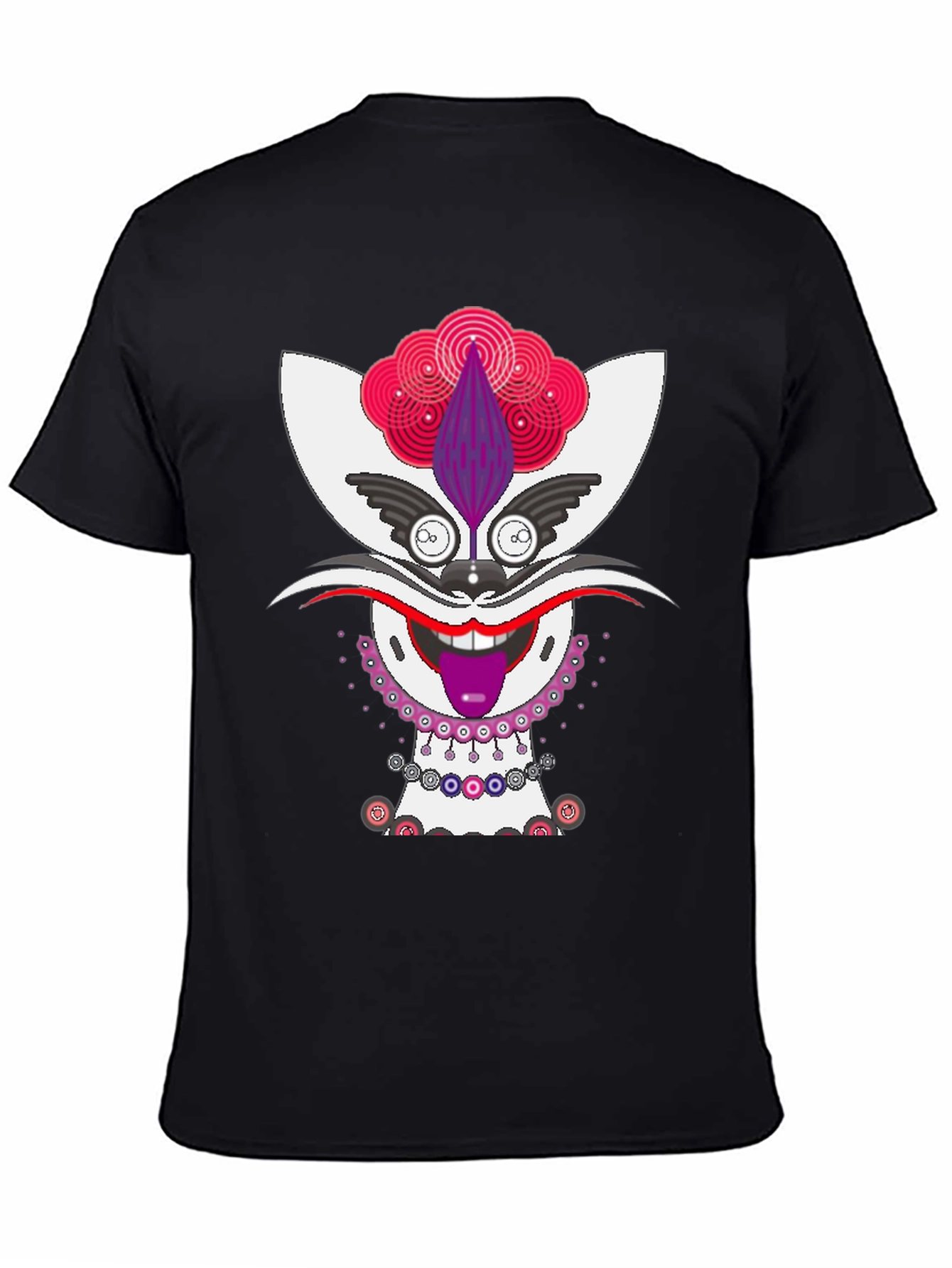 Whimsical Cat Graphic Tee - Unique Mens Black T-Shirt
