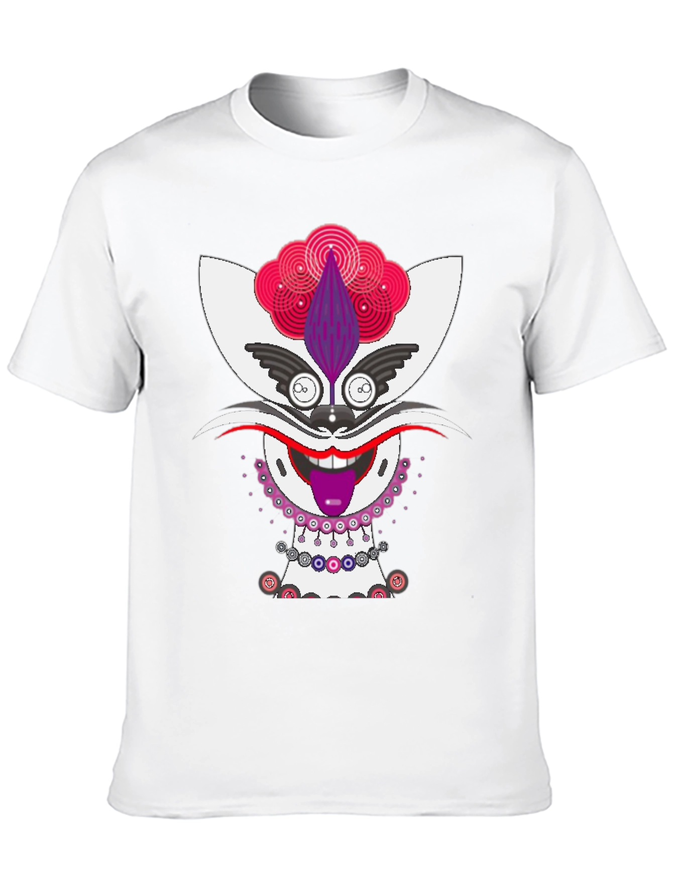 Whimsical Cat Graphic Tee - Unique Mens Black T-Shirt