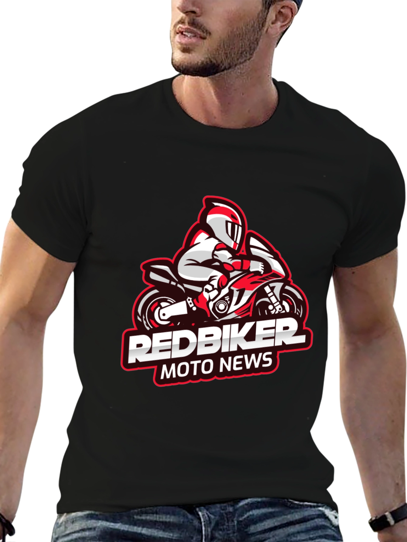 RedBiker Moto News Graphic Black T-Shirt
