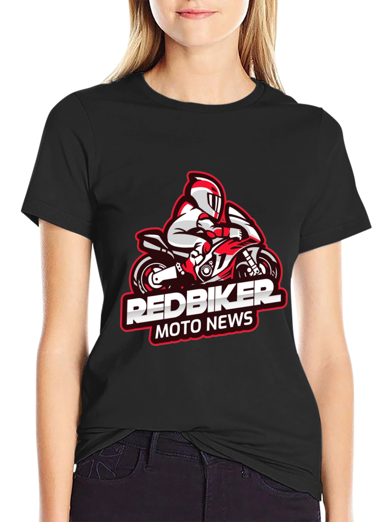 RedBiker Moto News Graphic Black T-Shirt