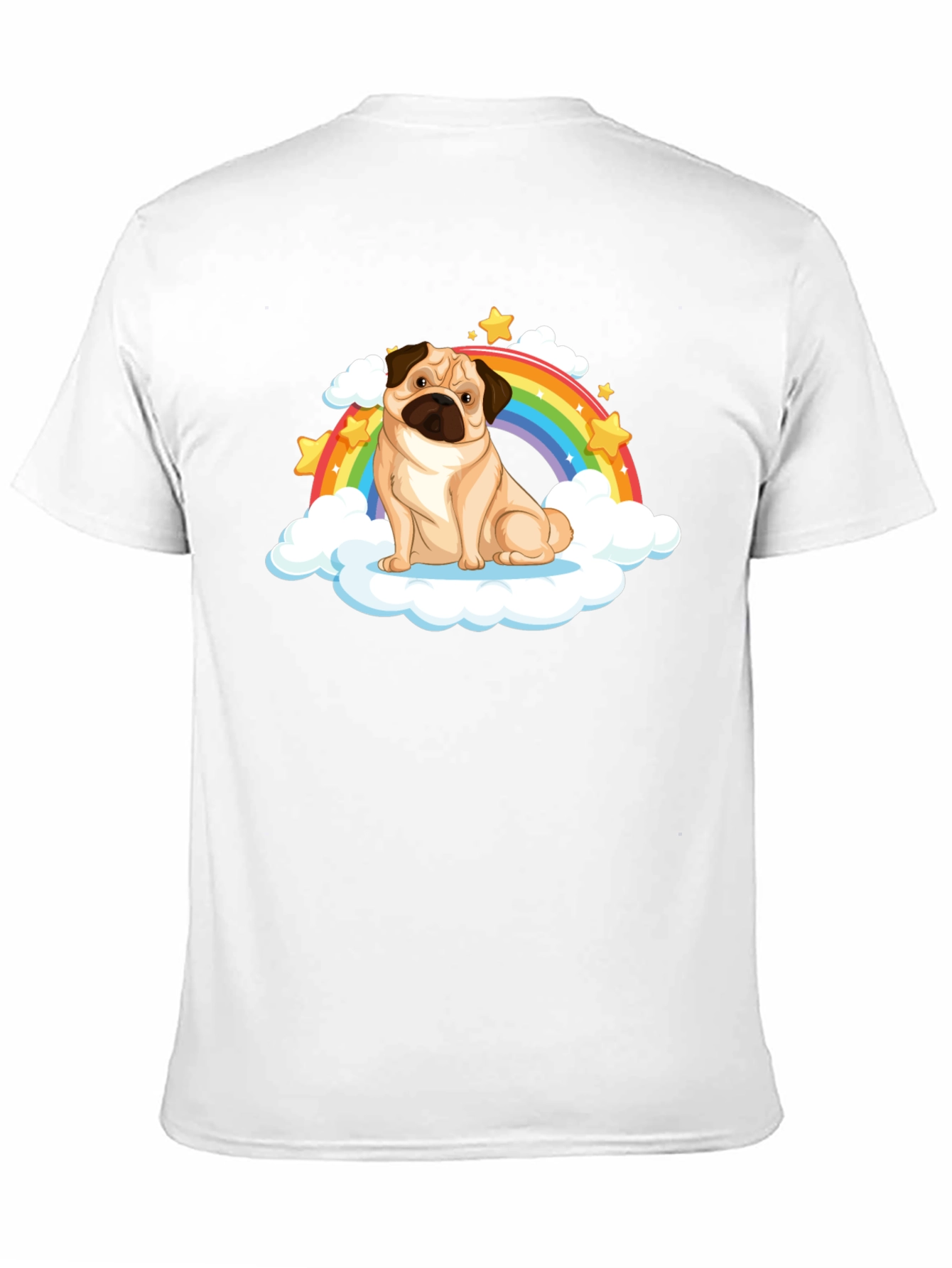 Pug Rainbow Cloud Black T-Shirt
