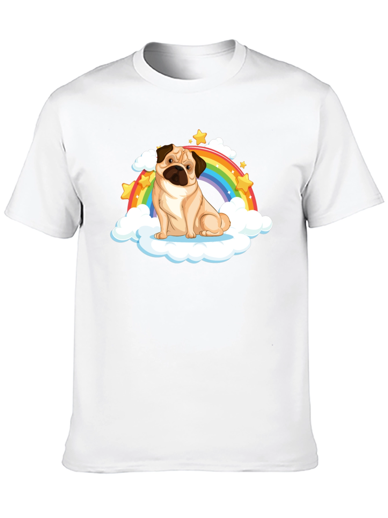 Pug Rainbow Cloud Black T-Shirt