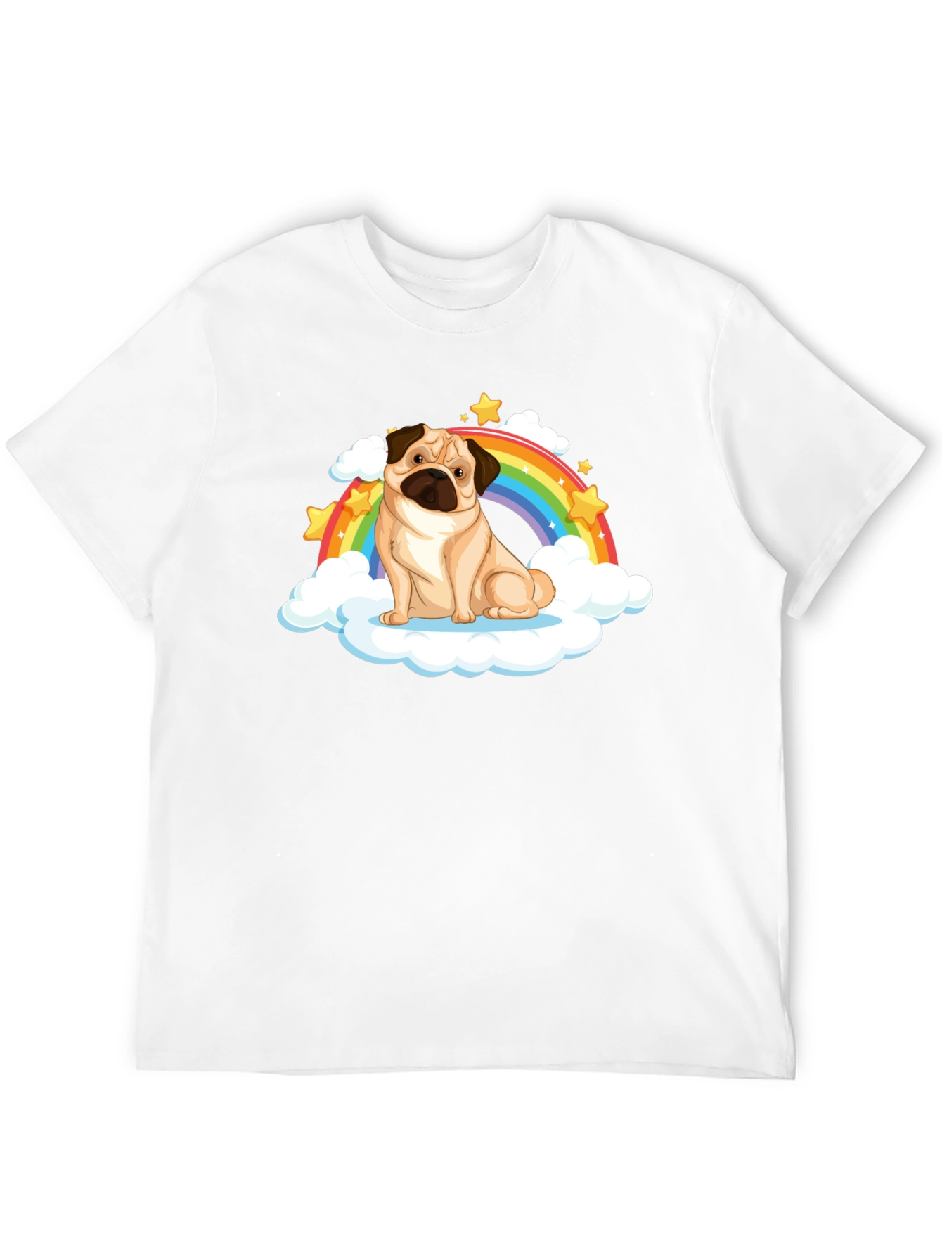 Pug Rainbow Cloud Black T-Shirt