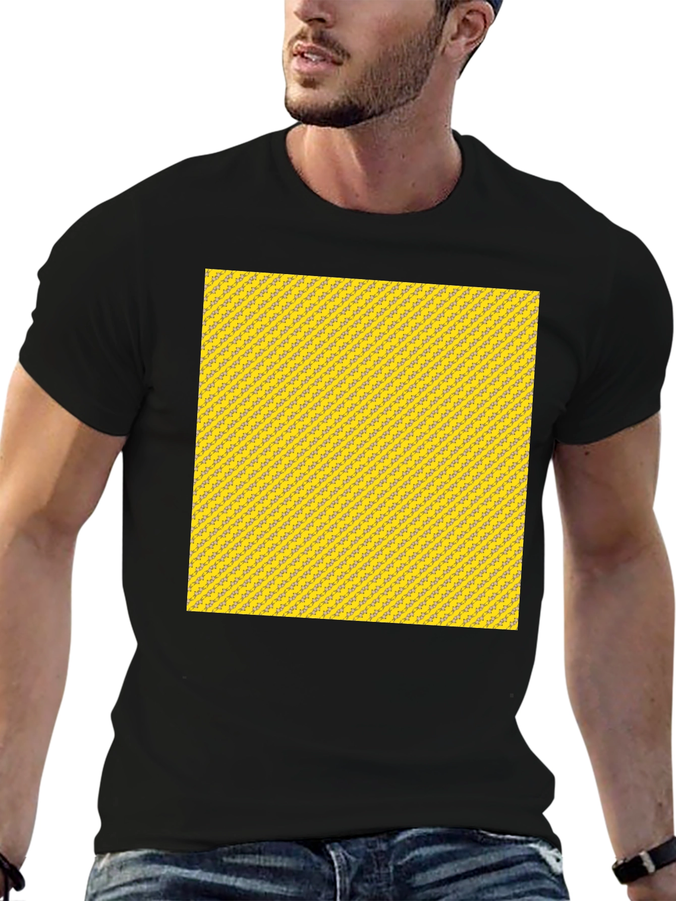 Modern Patterned Tee - Casual Black T-Shirt
