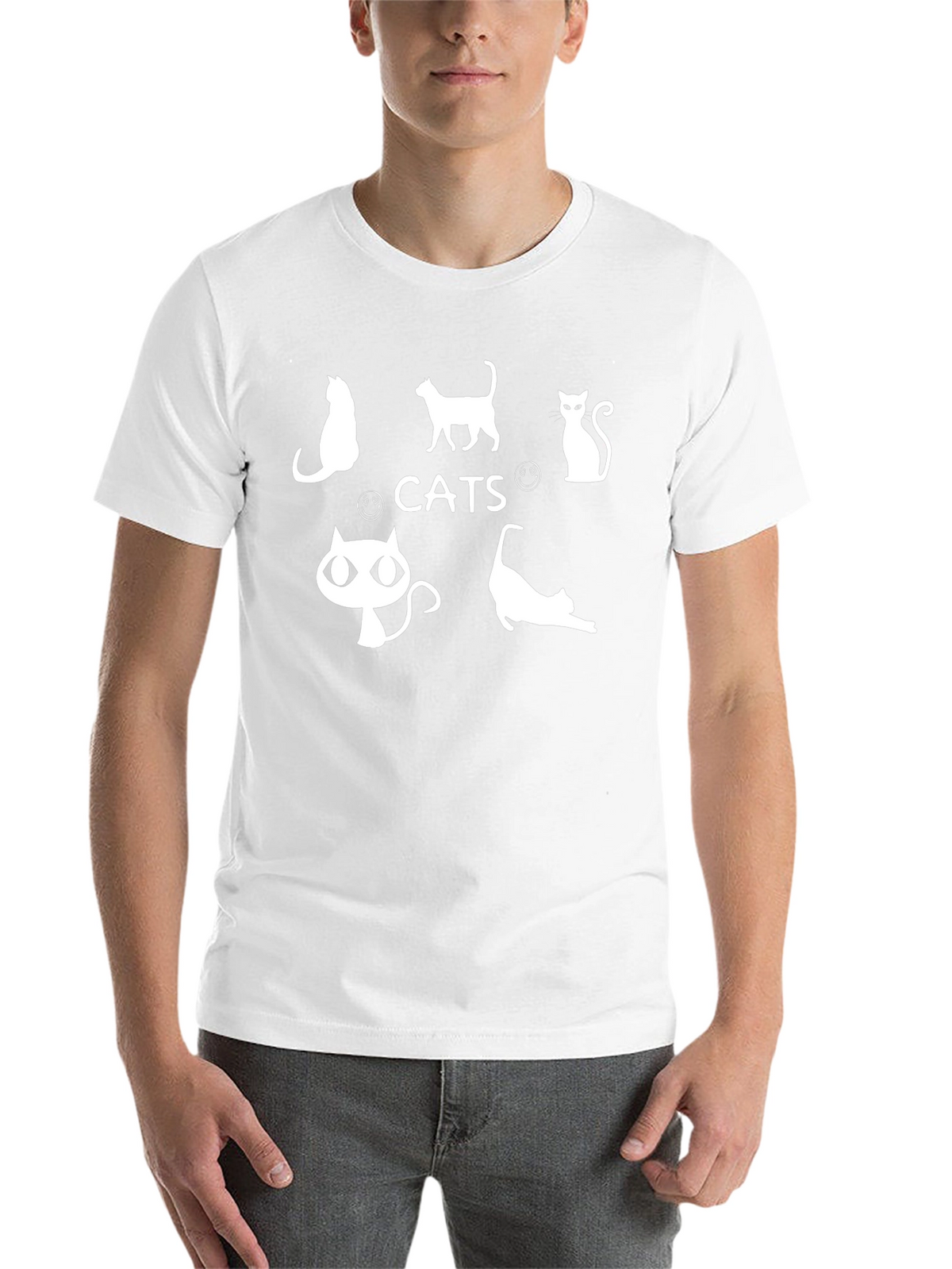 Cats Graphic Tee - Black Cotton Blend T-Shirt