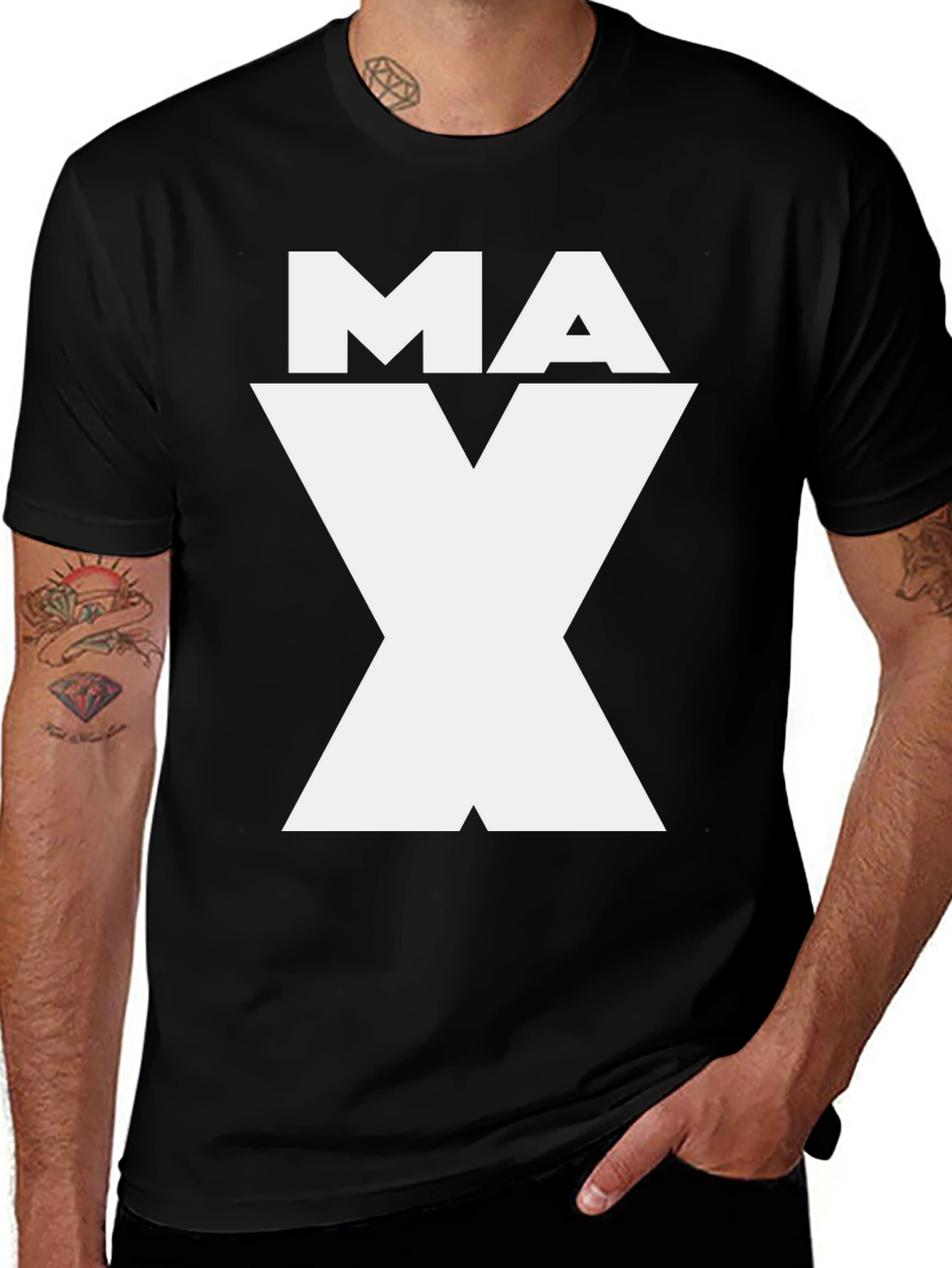 MAX Graphic Tee - Black Cotton Blend Shirt