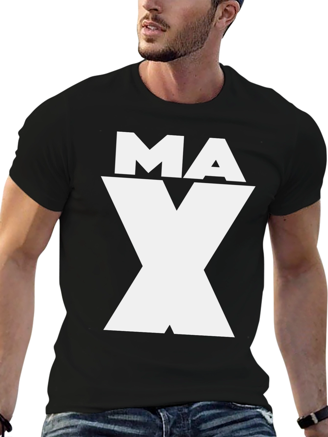 MAX Graphic Tee - Black Cotton Blend Shirt