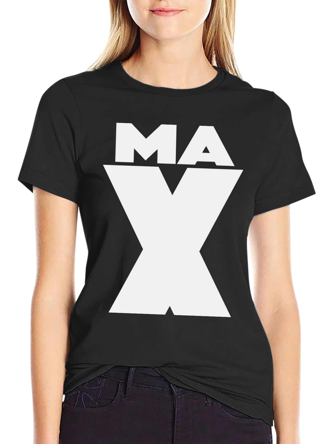 MAX Graphic Tee - Black Cotton Blend Shirt