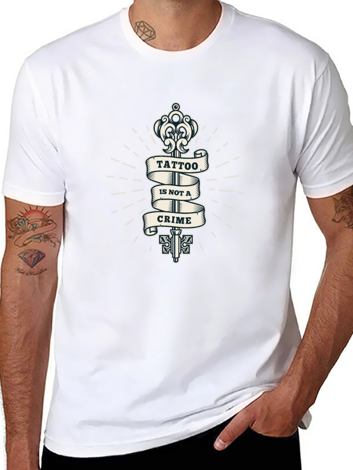 Tattoo Is Not A Crime Graphic Print Black T-Shirt