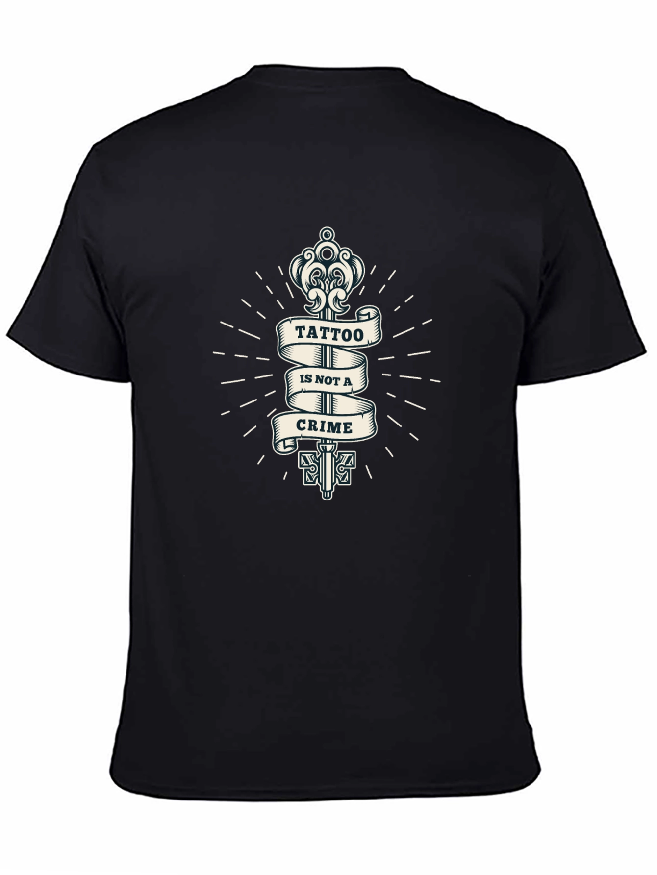 Tattoo Is Not A Crime Graphic Print Black T-Shirt