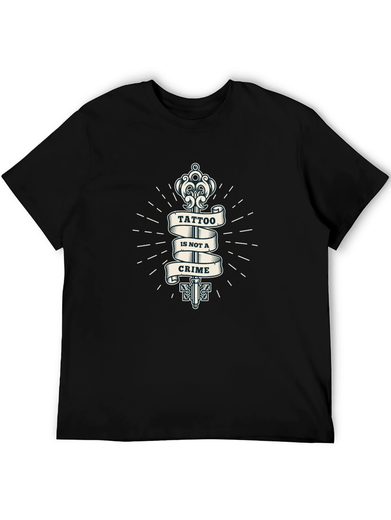 Tattoo Is Not A Crime Graphic Print Black T-Shirt