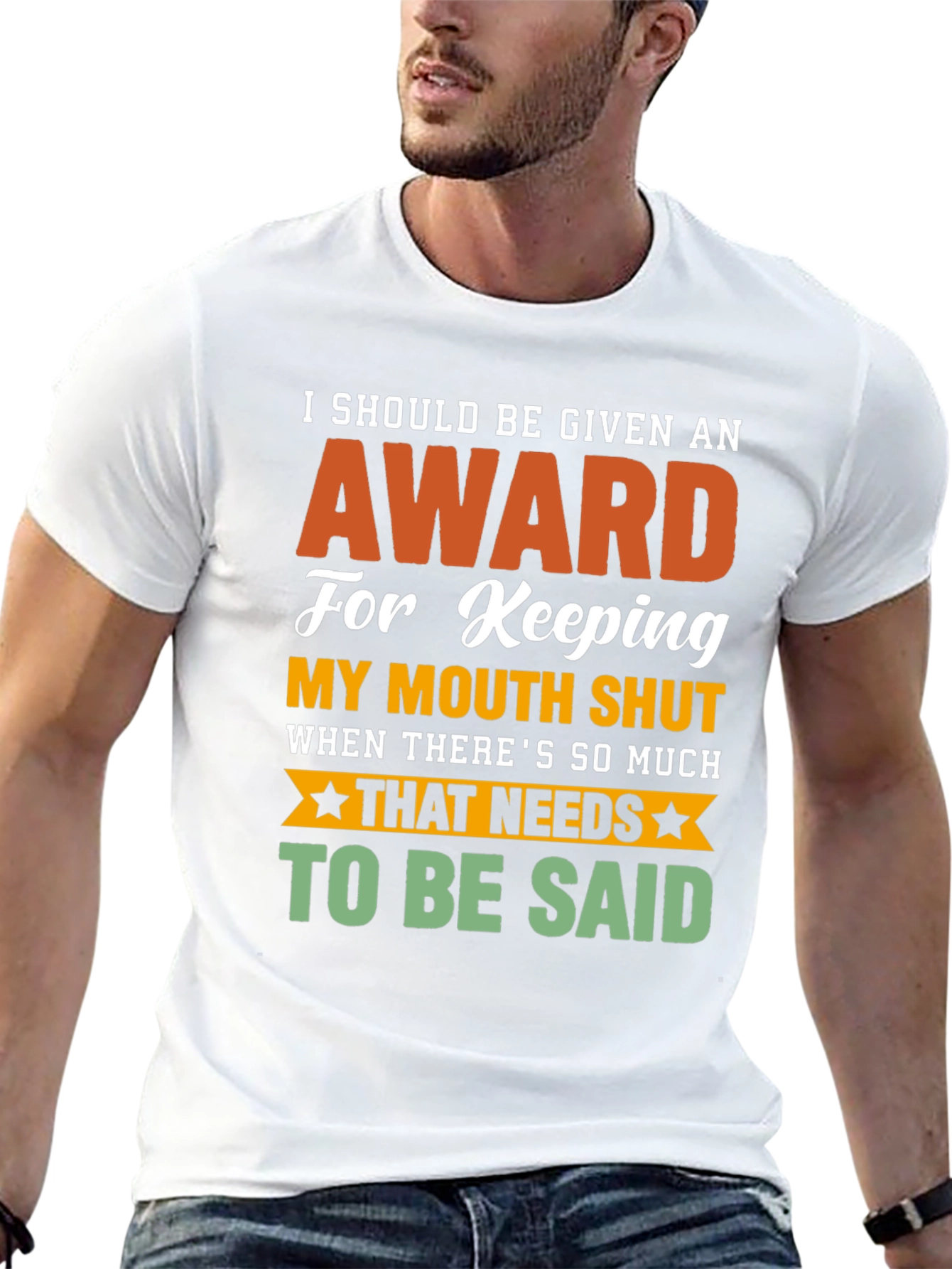 Funny Award Keeping Mouth Shut Graphic T-Shirt