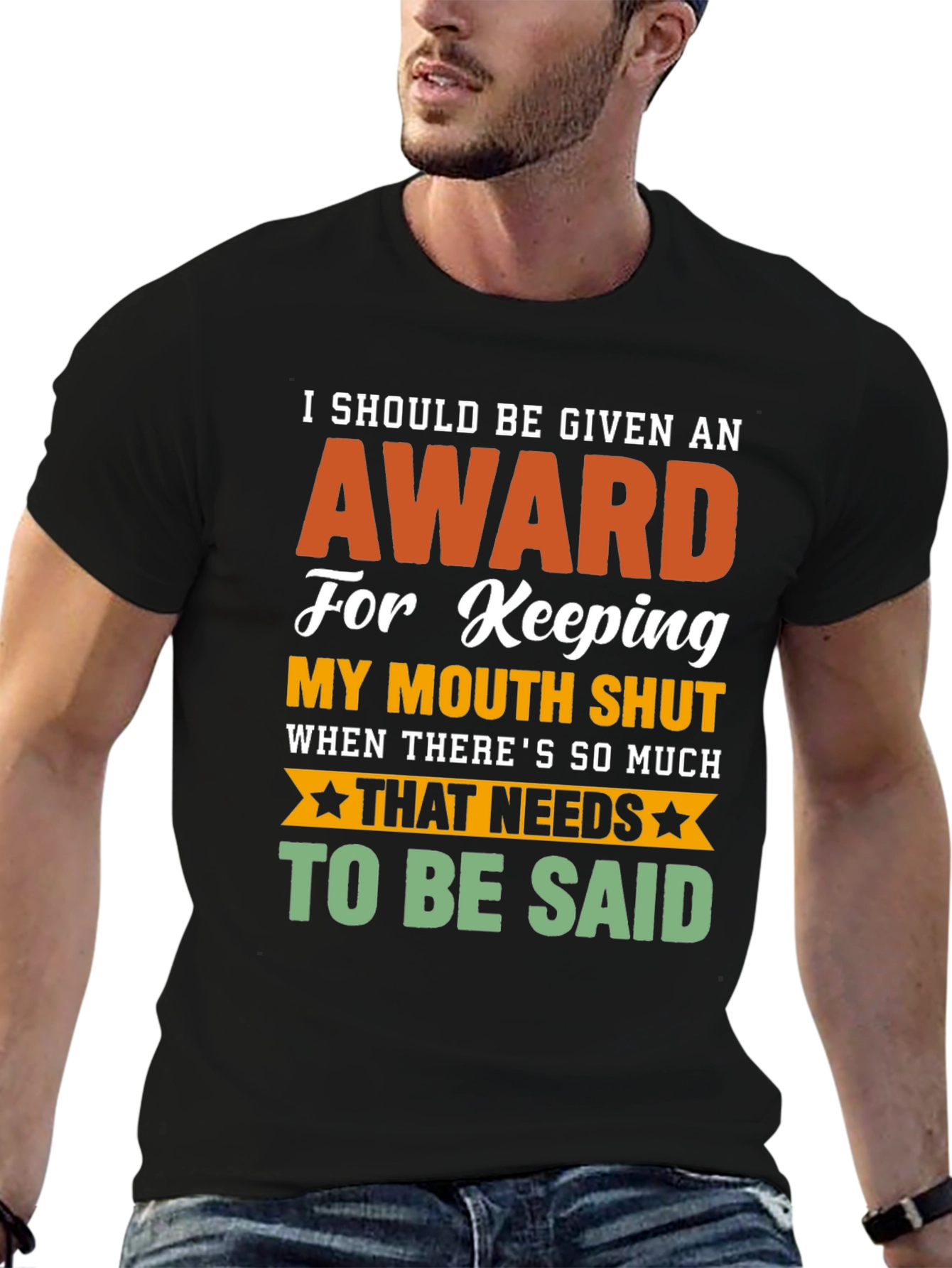 Funny Award Keeping Mouth Shut Graphic T-Shirt