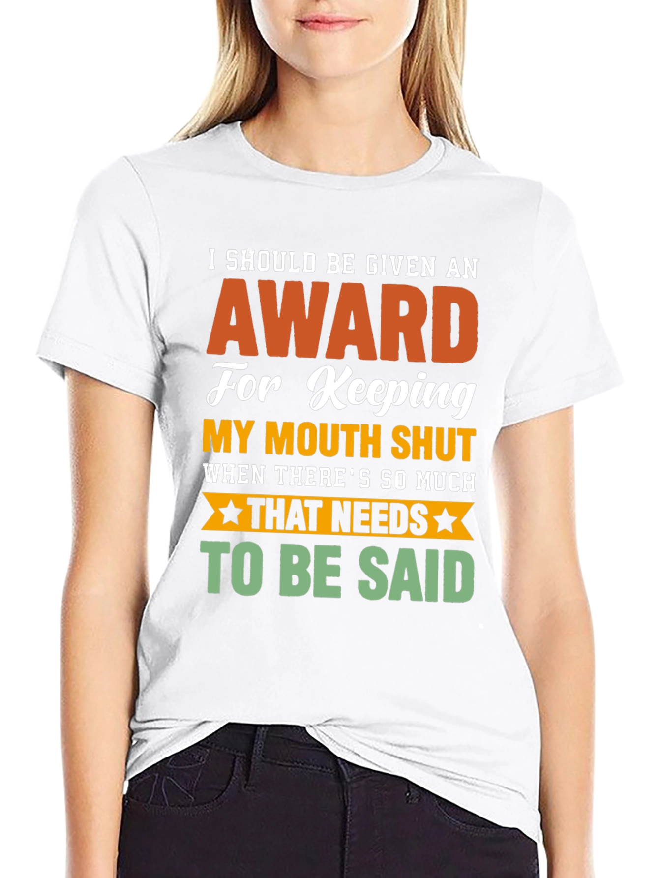 Funny Award Keeping Mouth Shut Graphic T-Shirt