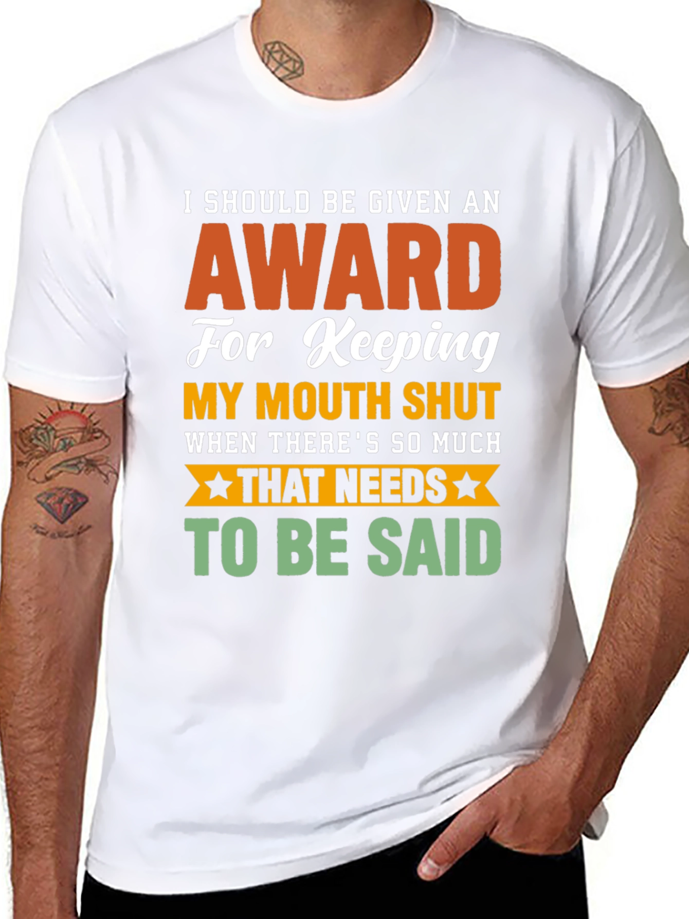 Funny Award Keeping Mouth Shut Graphic T-Shirt