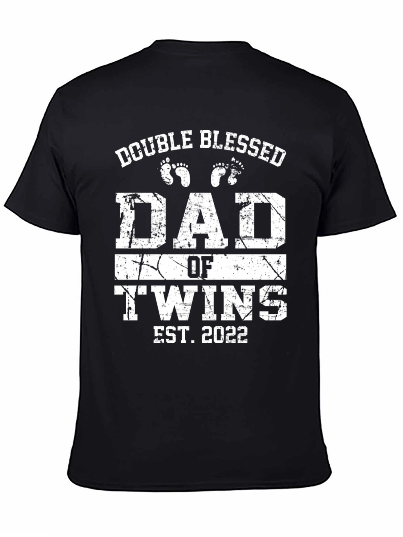 Double Blessed Dad of Twins Est. 2022 Black T-Shirt