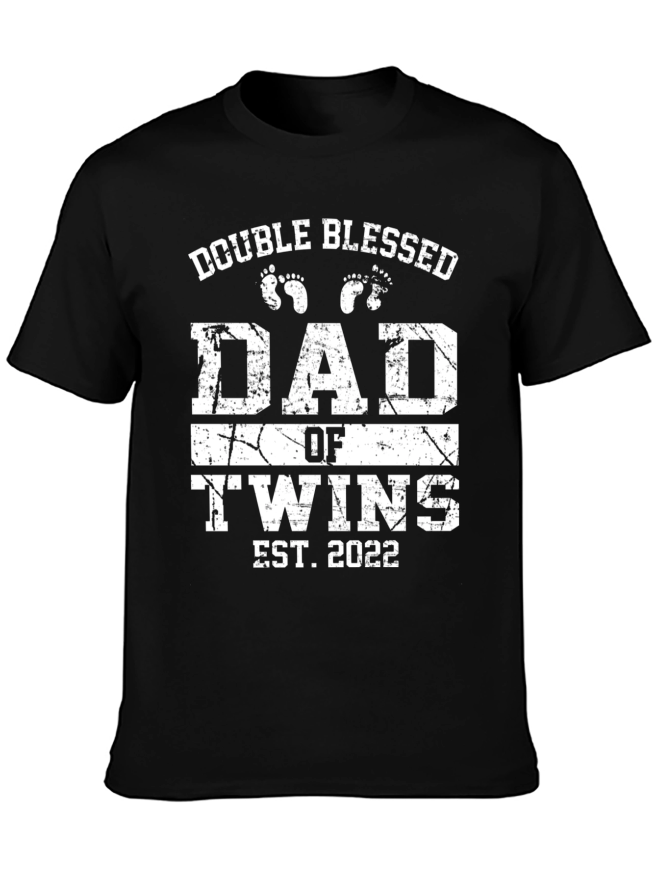 Double Blessed Dad of Twins Est. 2022 Black T-Shirt