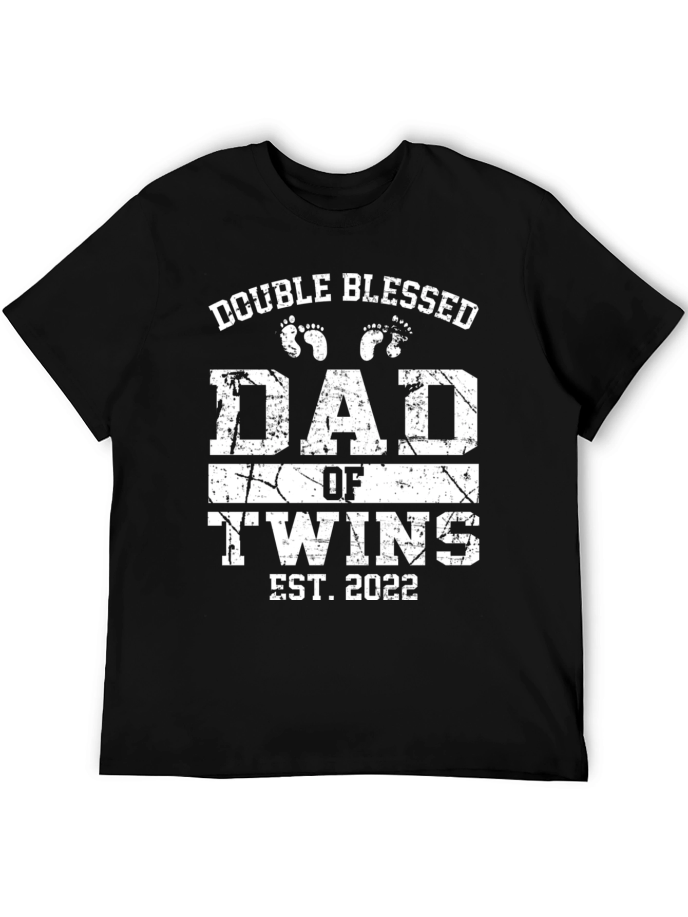 Double Blessed Dad of Twins Est. 2022 Black T-Shirt