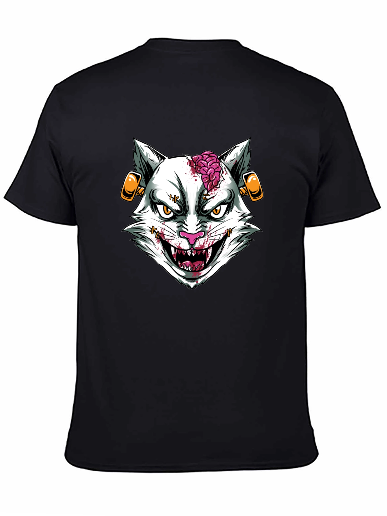 Zombie Cat Graphic T-Shirt - Halloween Style