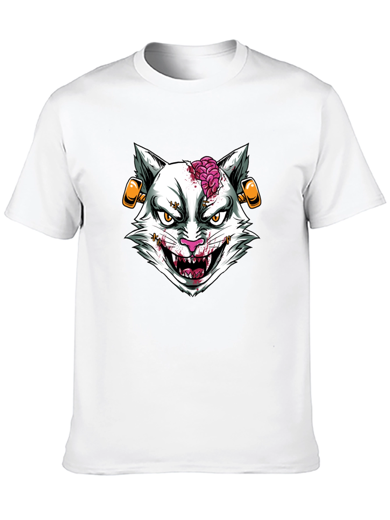 Zombie Cat Graphic T-Shirt - Halloween Style
