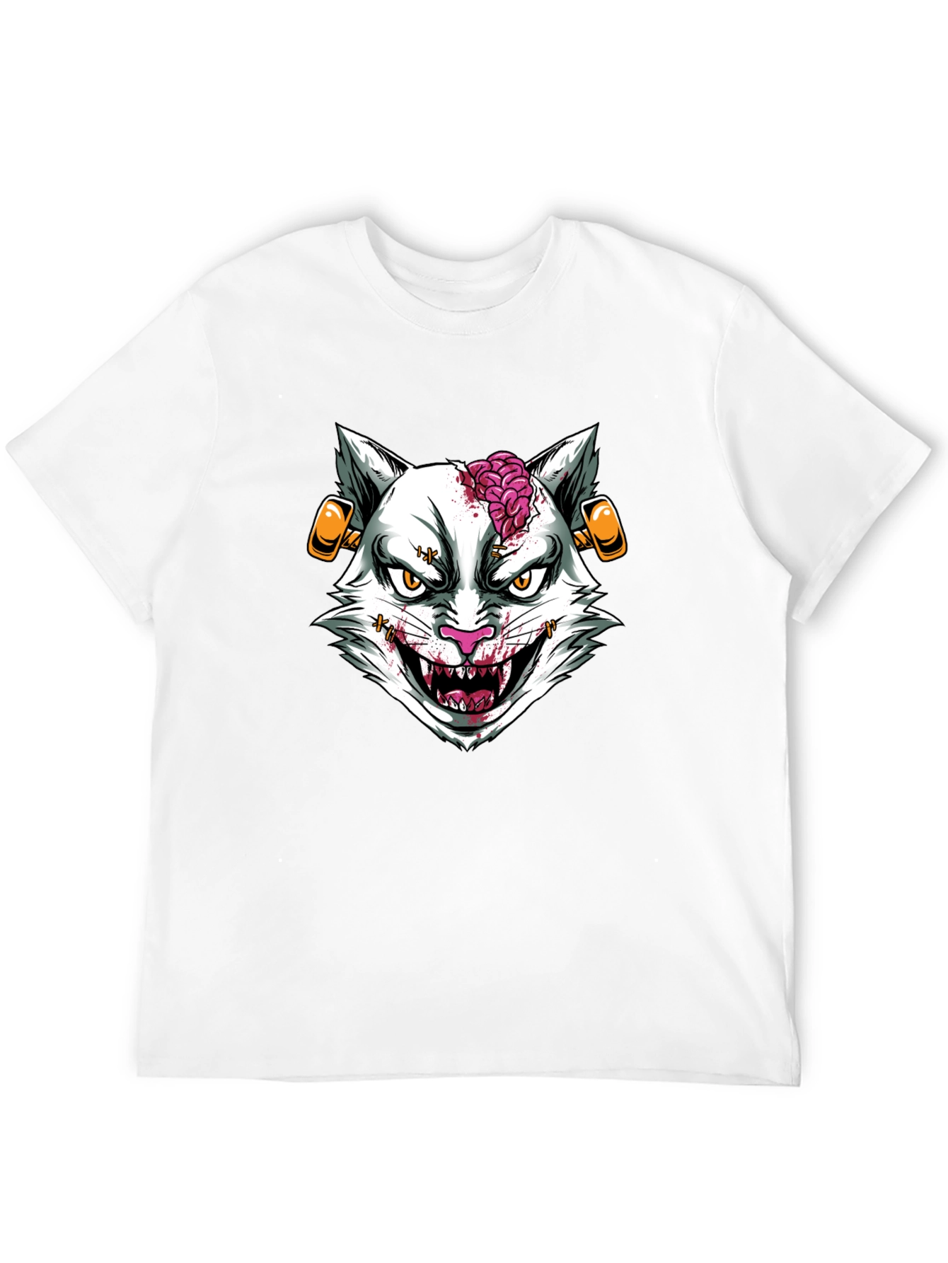 Zombie Cat Graphic T-Shirt - Halloween Style