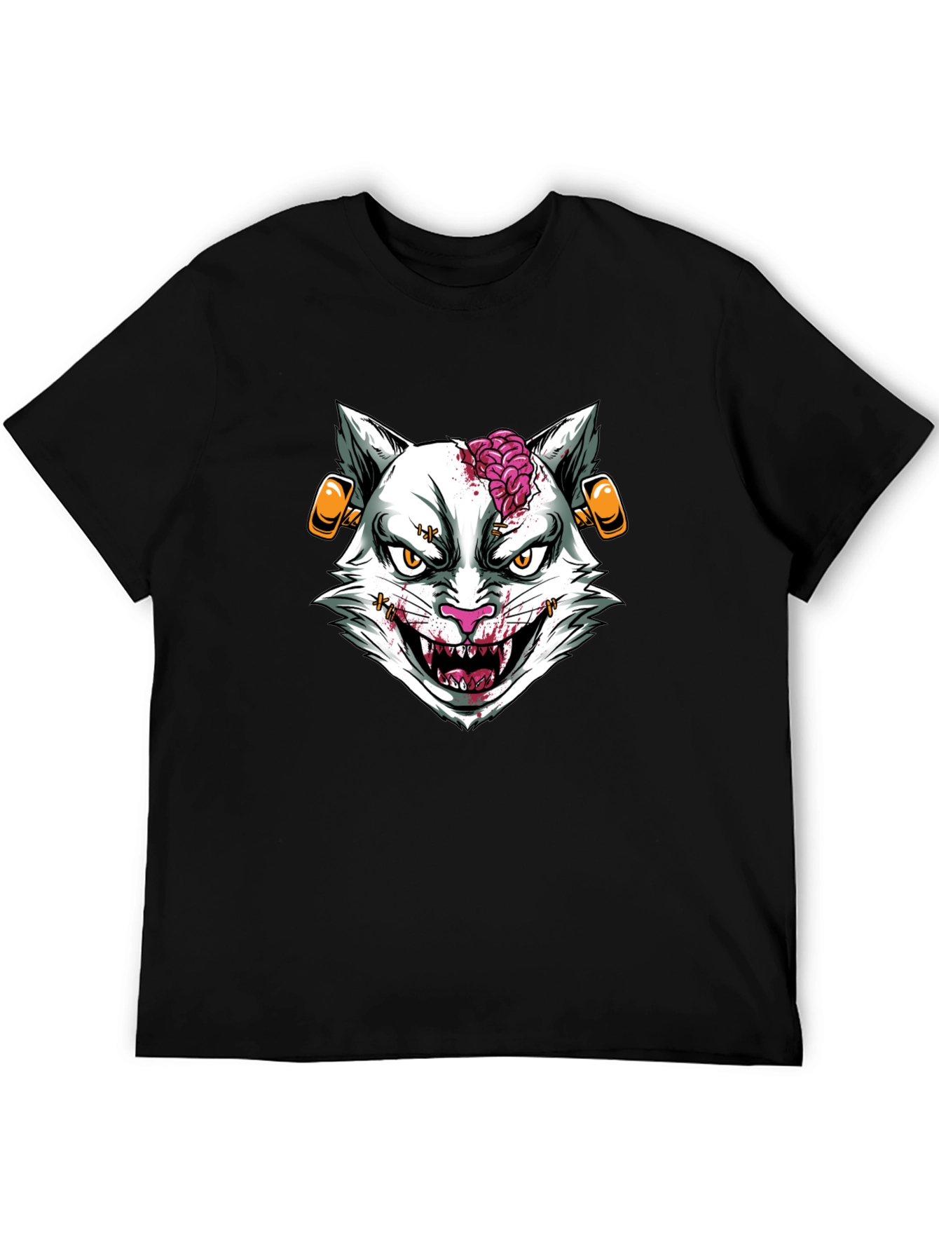 Zombie Cat Graphic T-Shirt - Halloween Style