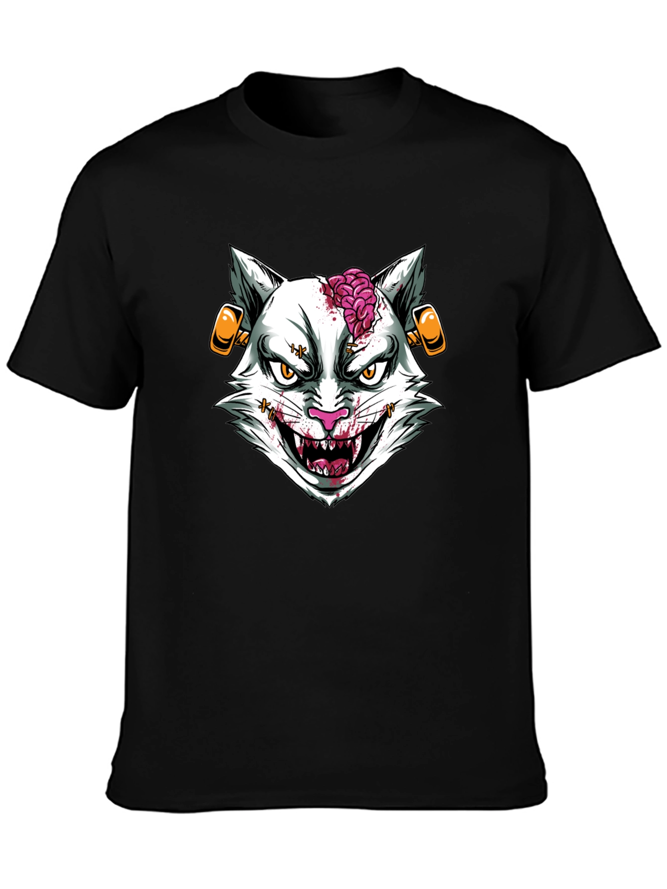 Zombie Cat Graphic T-Shirt - Halloween Style