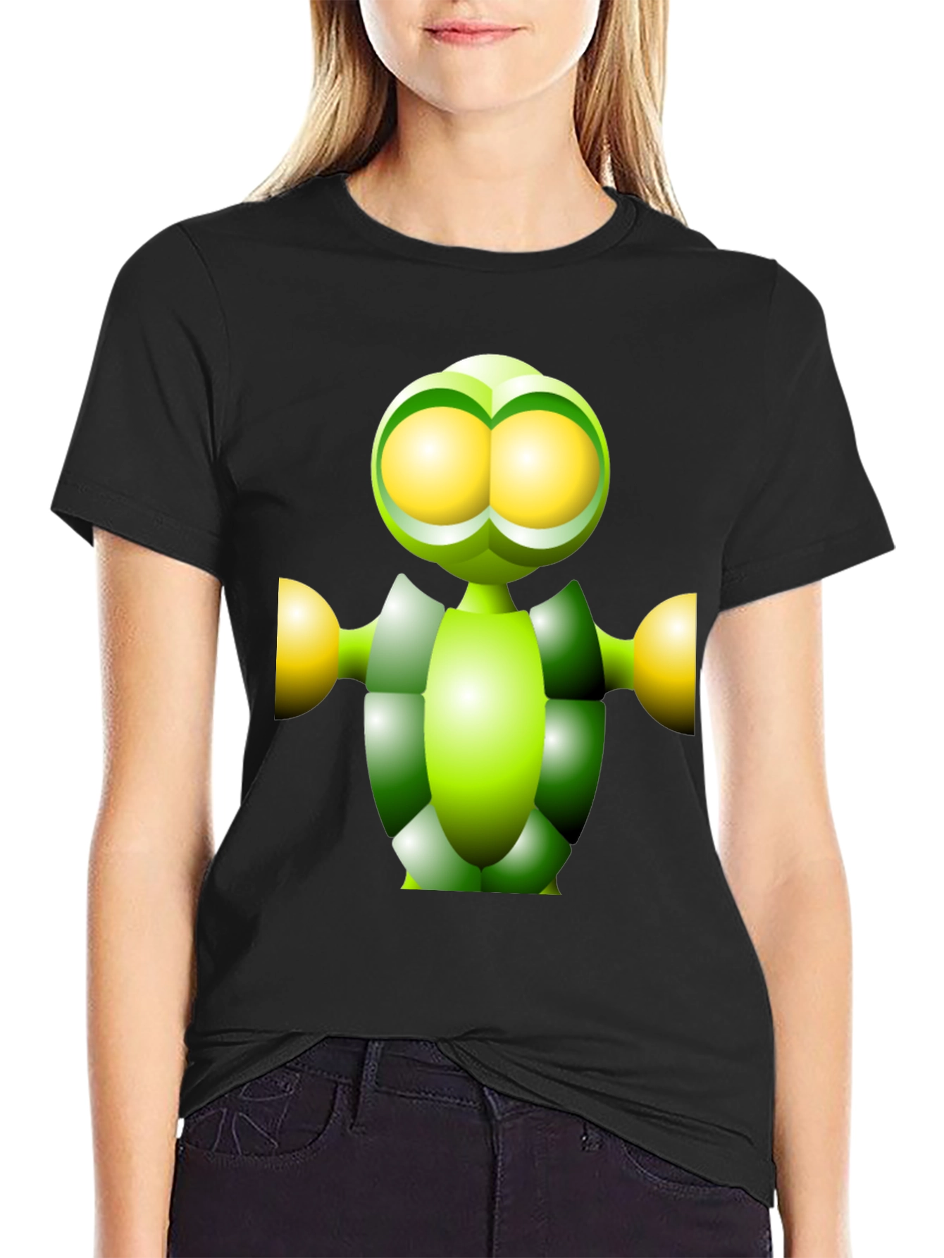 Green Robot Graphic Tee - Funky Modern Design