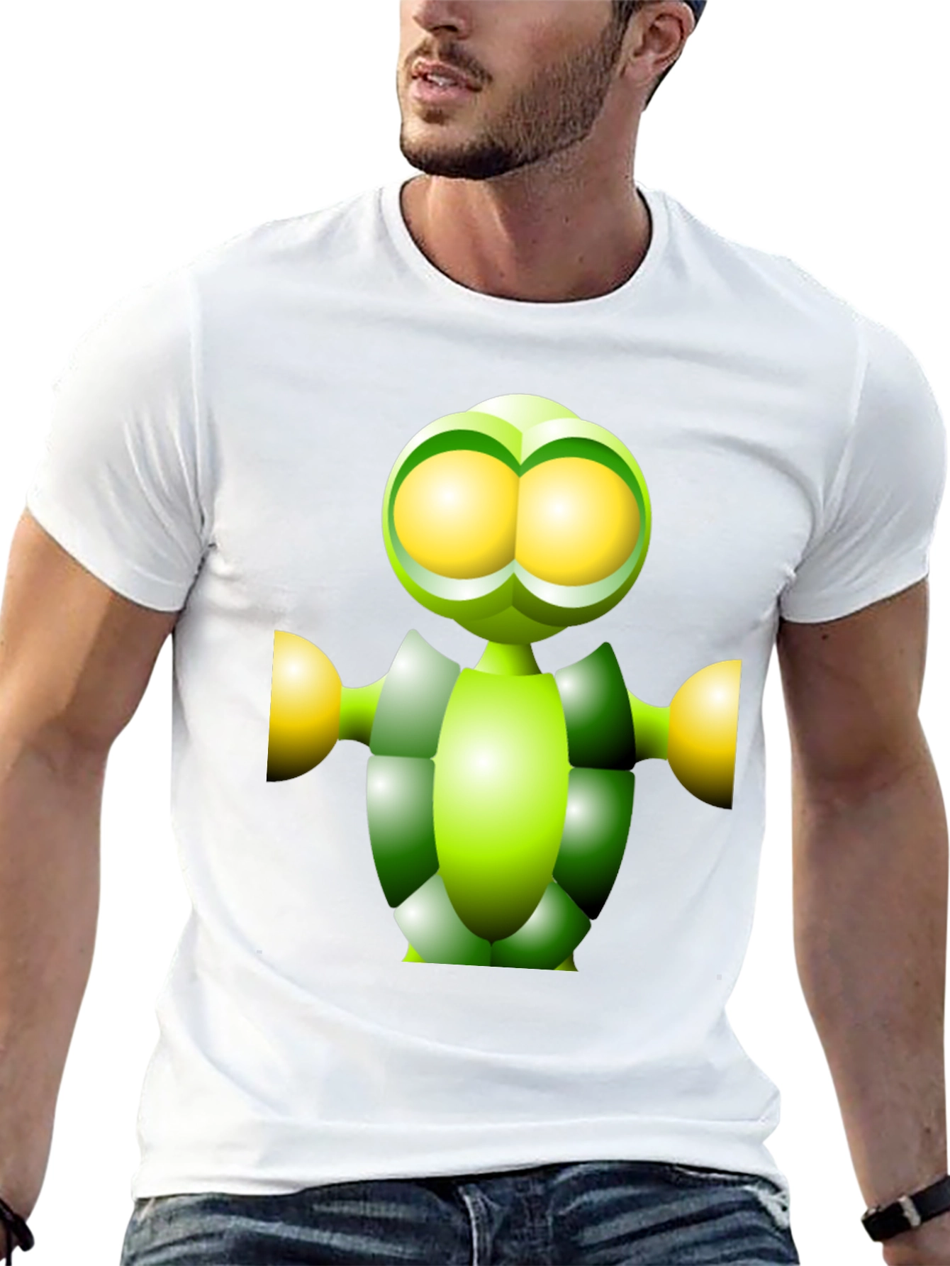 Green Robot Graphic Tee - Funky Modern Design