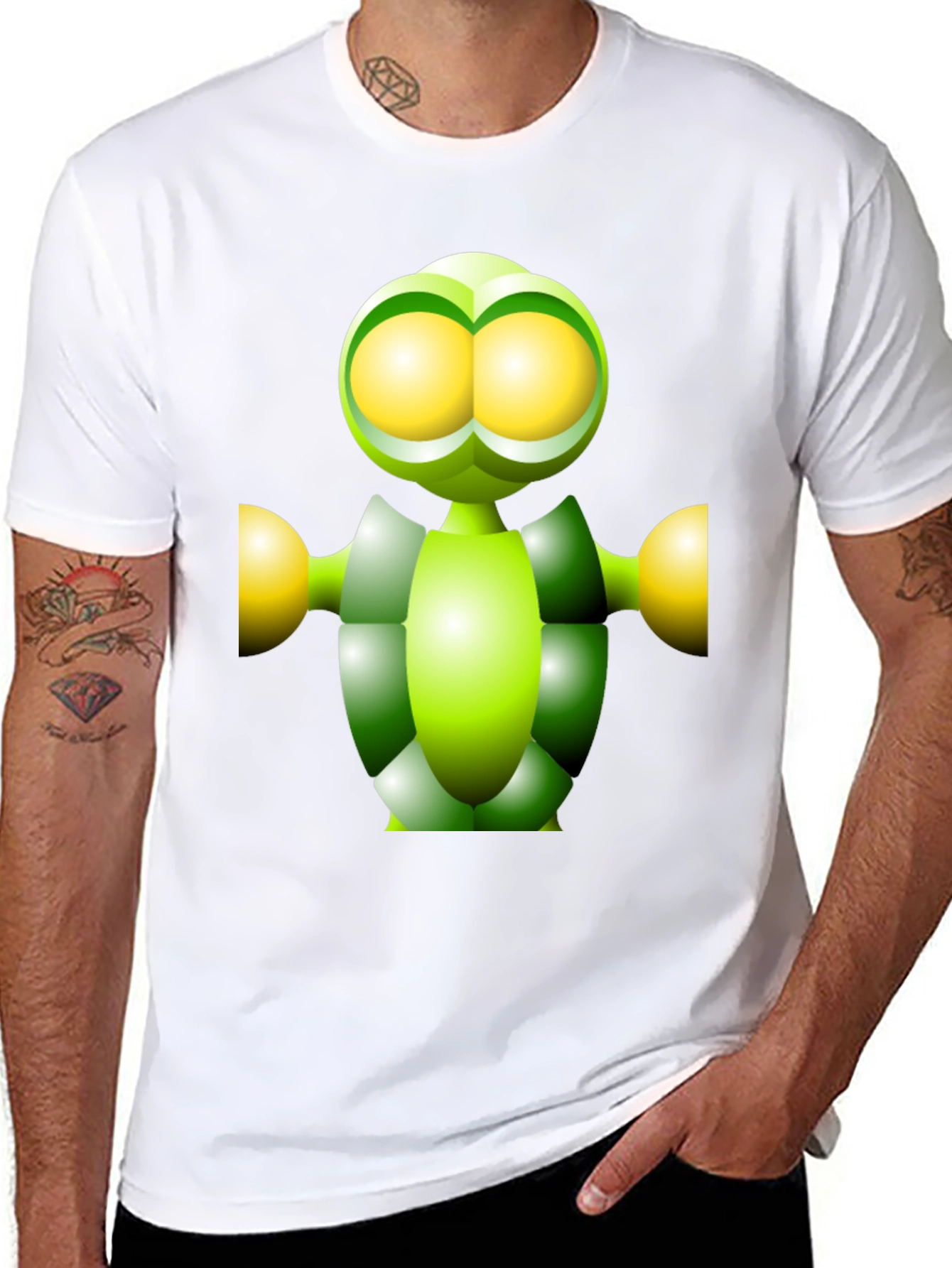 Green Robot Graphic Tee - Funky Modern Design