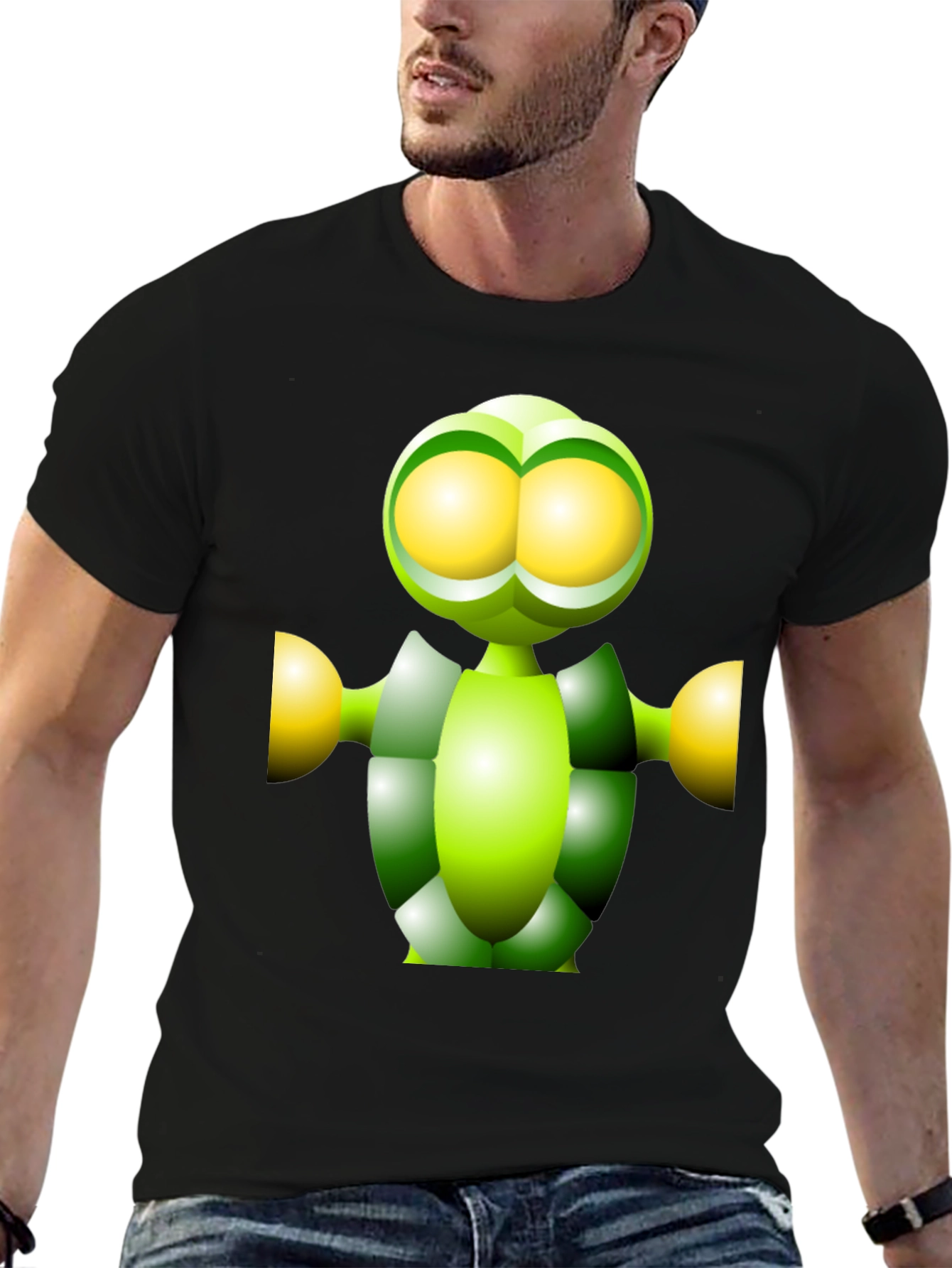 Green Robot Graphic Tee - Funky Modern Design