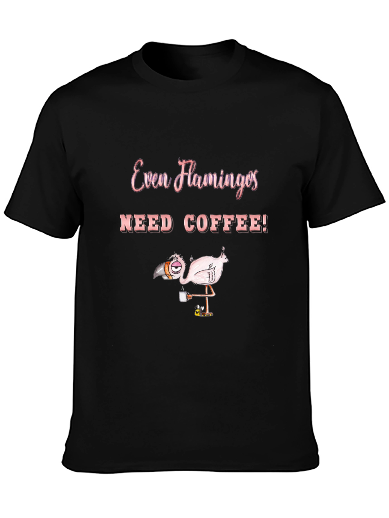 Funny Flamingo Coffee Lover Graphic T-Shirt