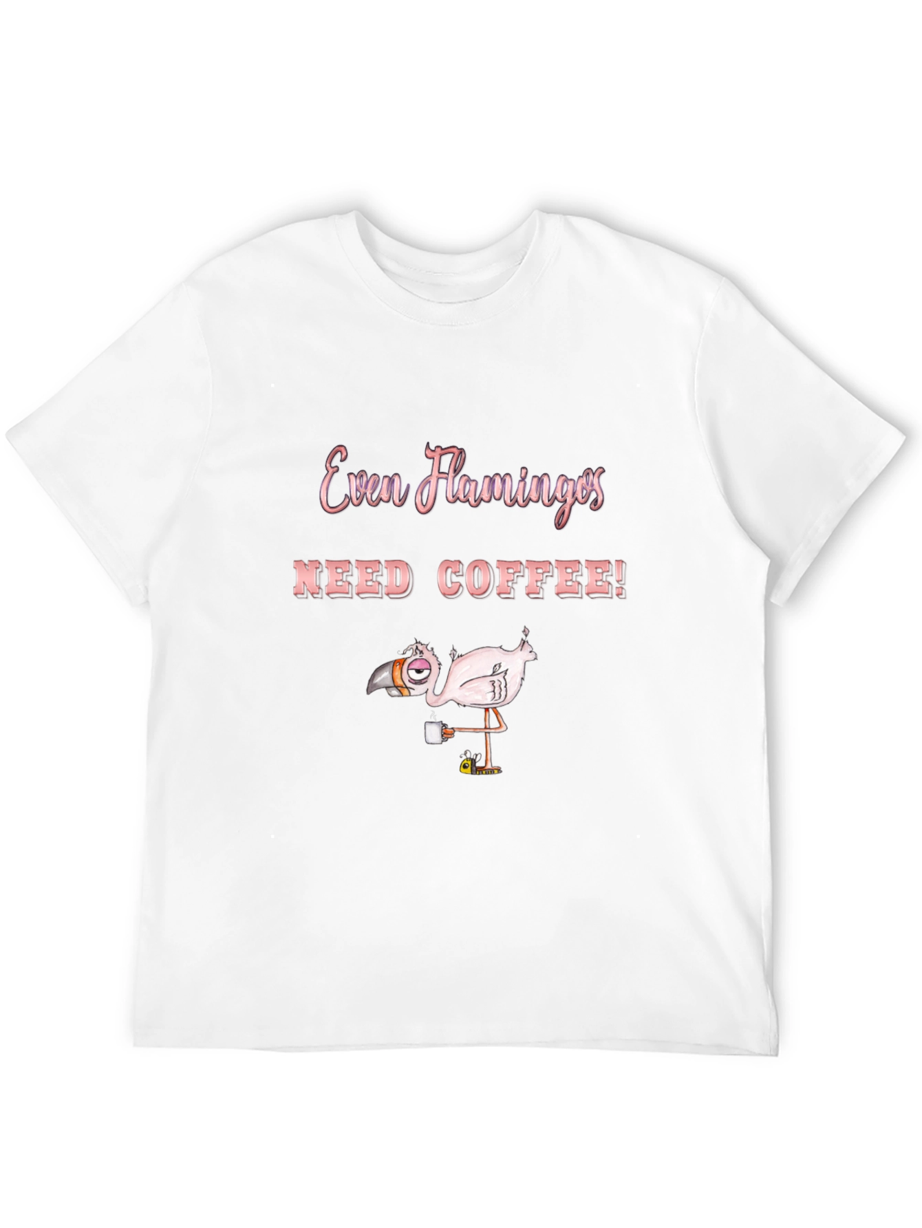Funny Flamingo Coffee Lover Graphic T-Shirt
