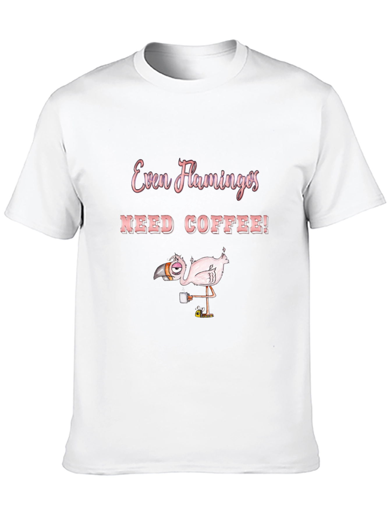 Funny Flamingo Coffee Lover Graphic T-Shirt