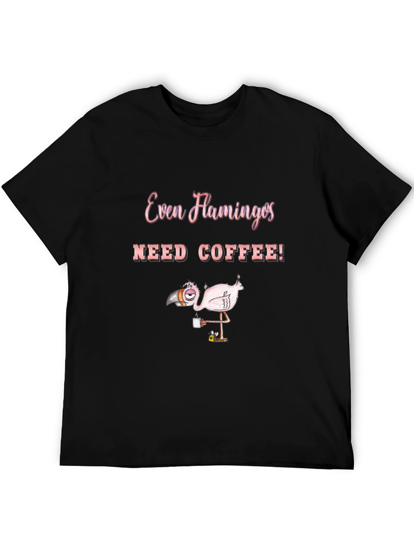 Funny Flamingo Coffee Lover Graphic T-Shirt