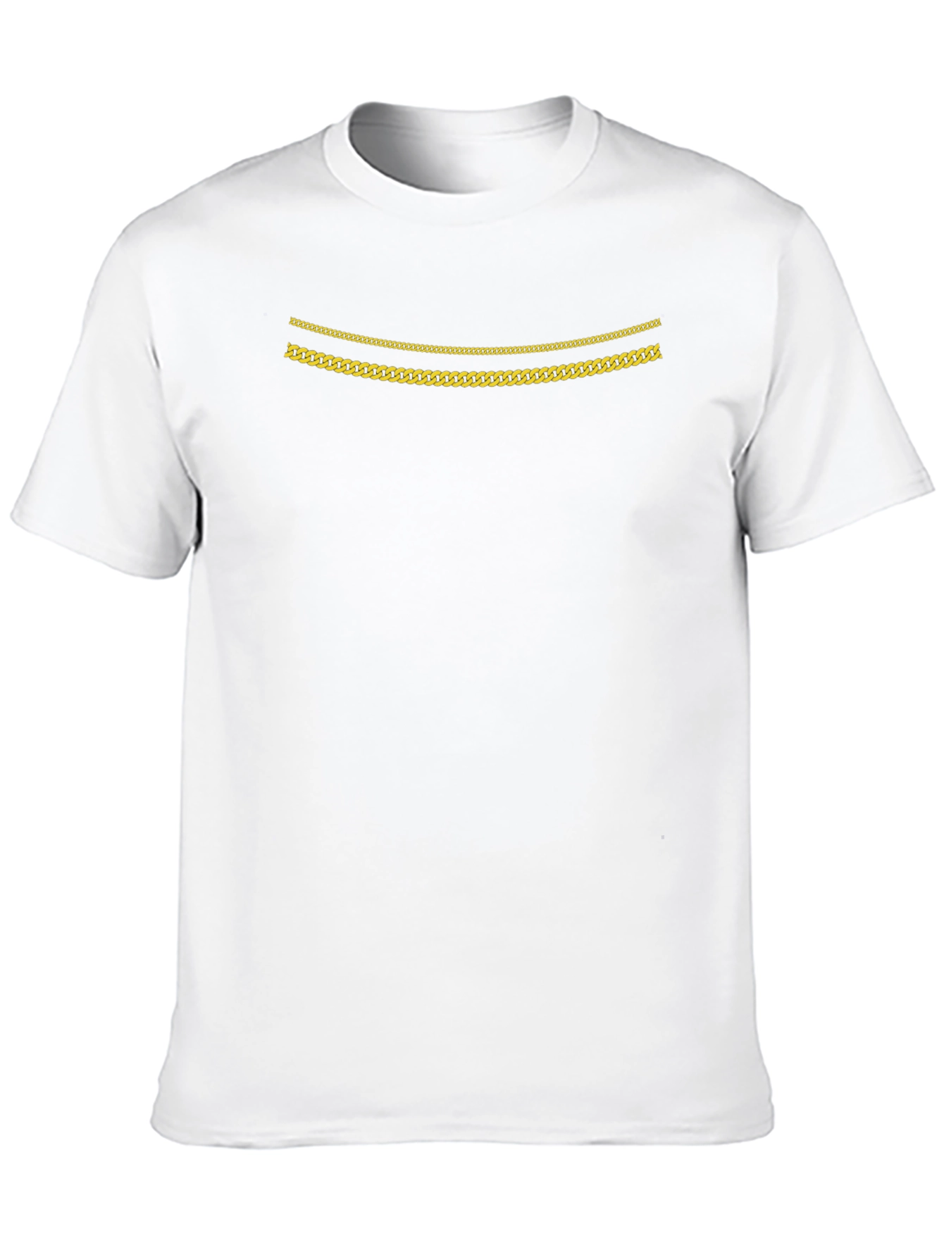 Mens Black Graphic Tee with Gold Chains