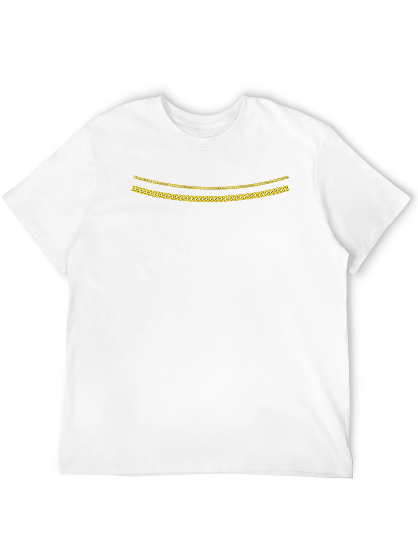 Mens Black Graphic Tee with Gold Chains