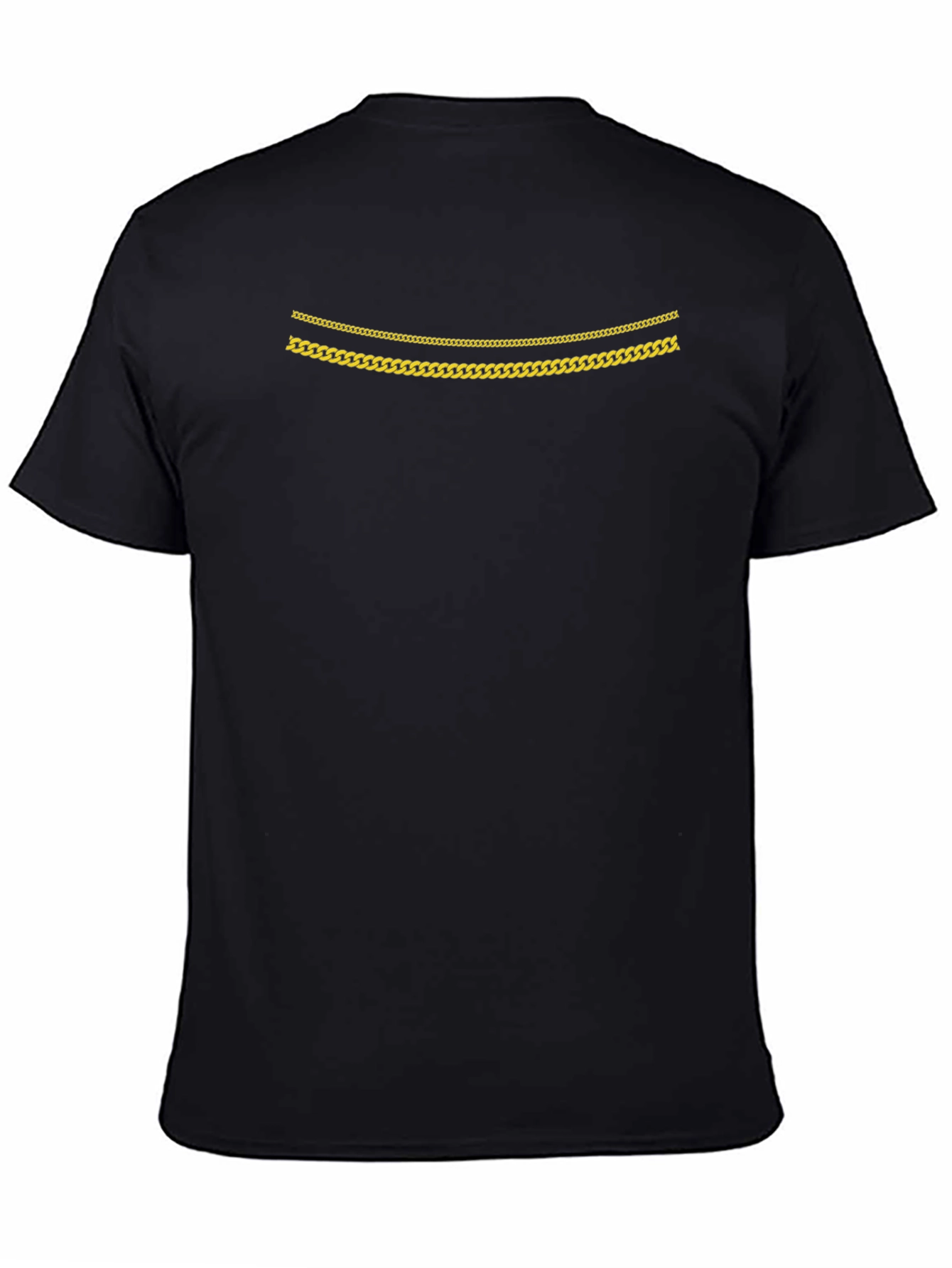 Mens Black Graphic Tee with Gold Chains