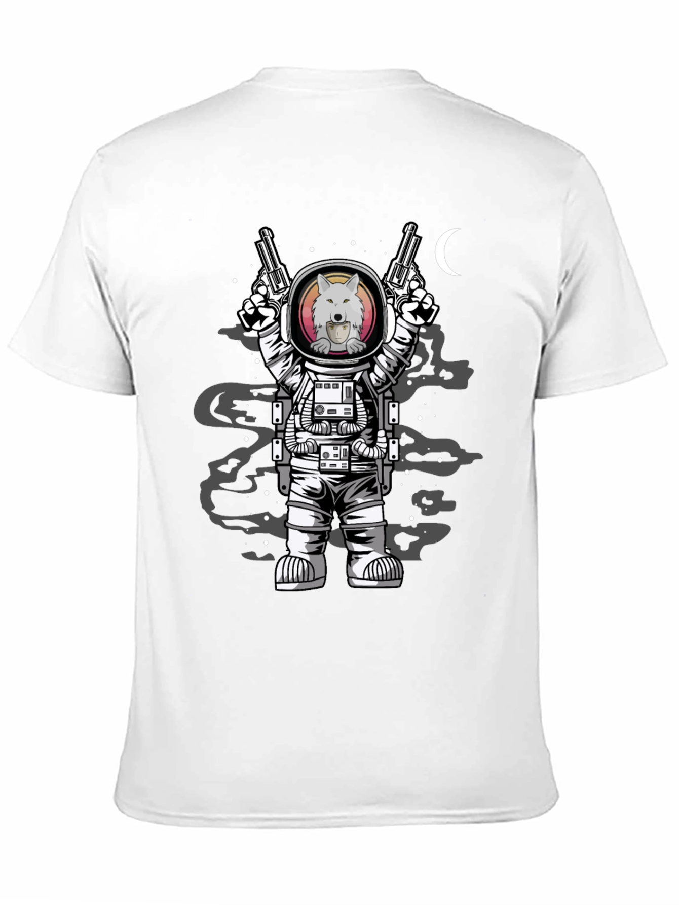 Astronaut Wolf T-Shirt - Space Gun Design