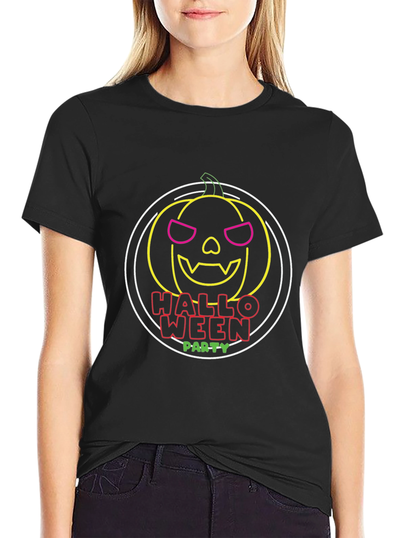 Halloween Party Pumpkin T-Shirt - Mens Black Tee