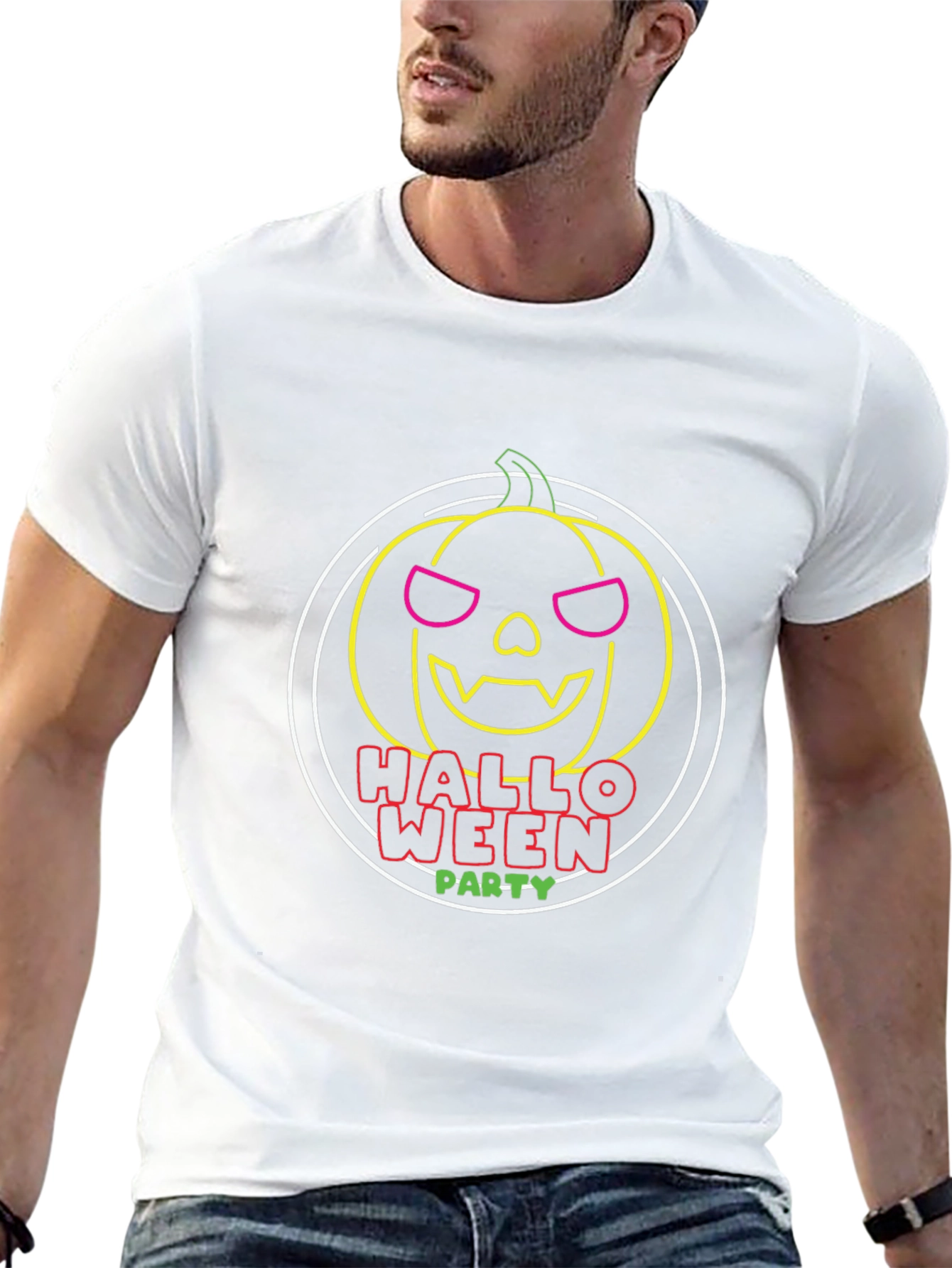 Halloween Party Pumpkin T-Shirt - Mens Black Tee