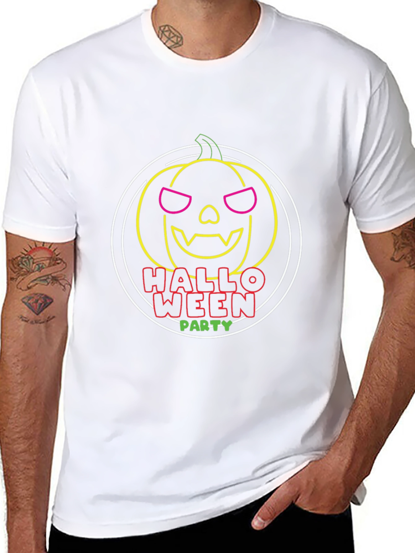 Halloween Party Pumpkin T-Shirt - Mens Black Tee