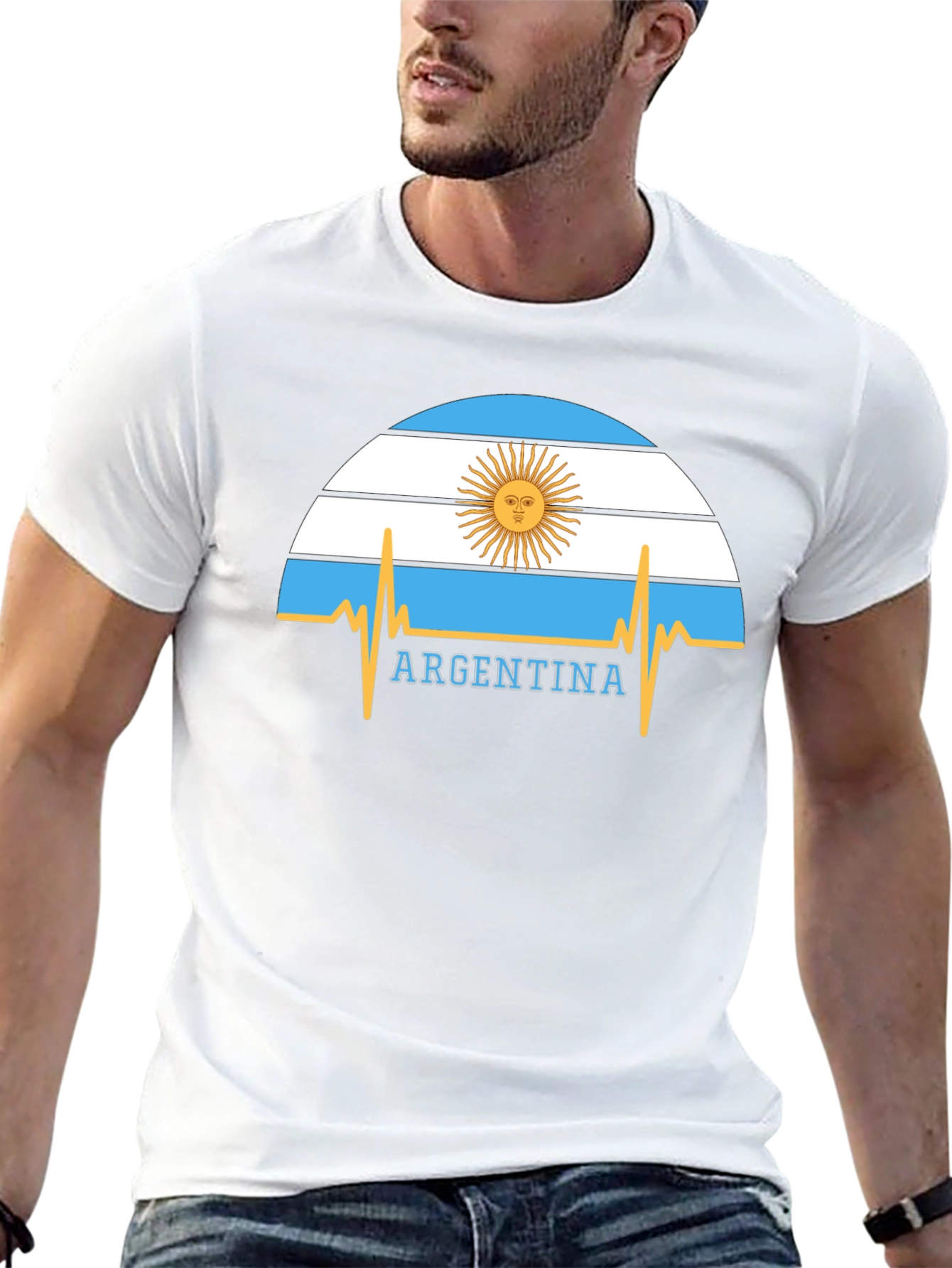 Argentina Flag Heartbeat Graphic T-Shirt